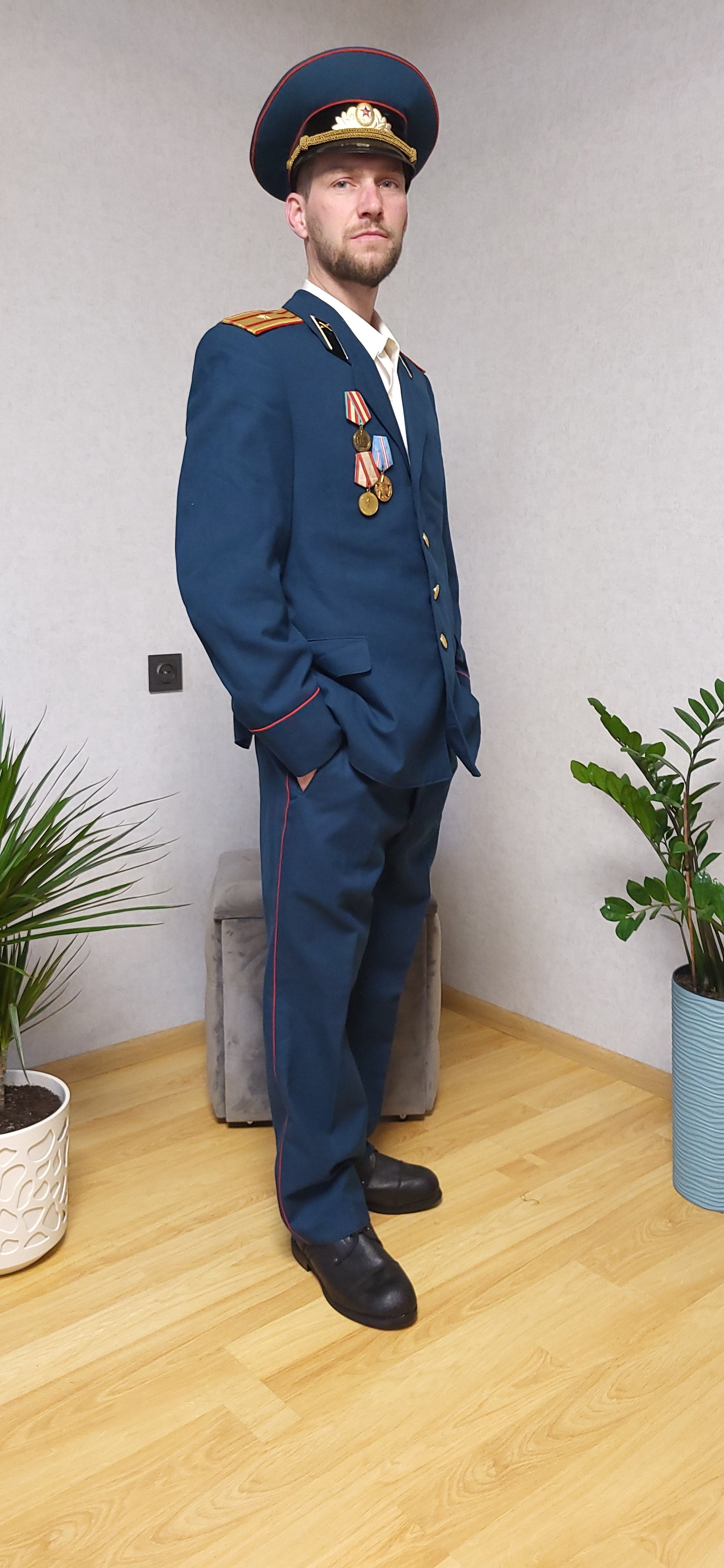 Soviet USSR Parade Uniform Set Turquoise Jacket Trousers Hat Boots