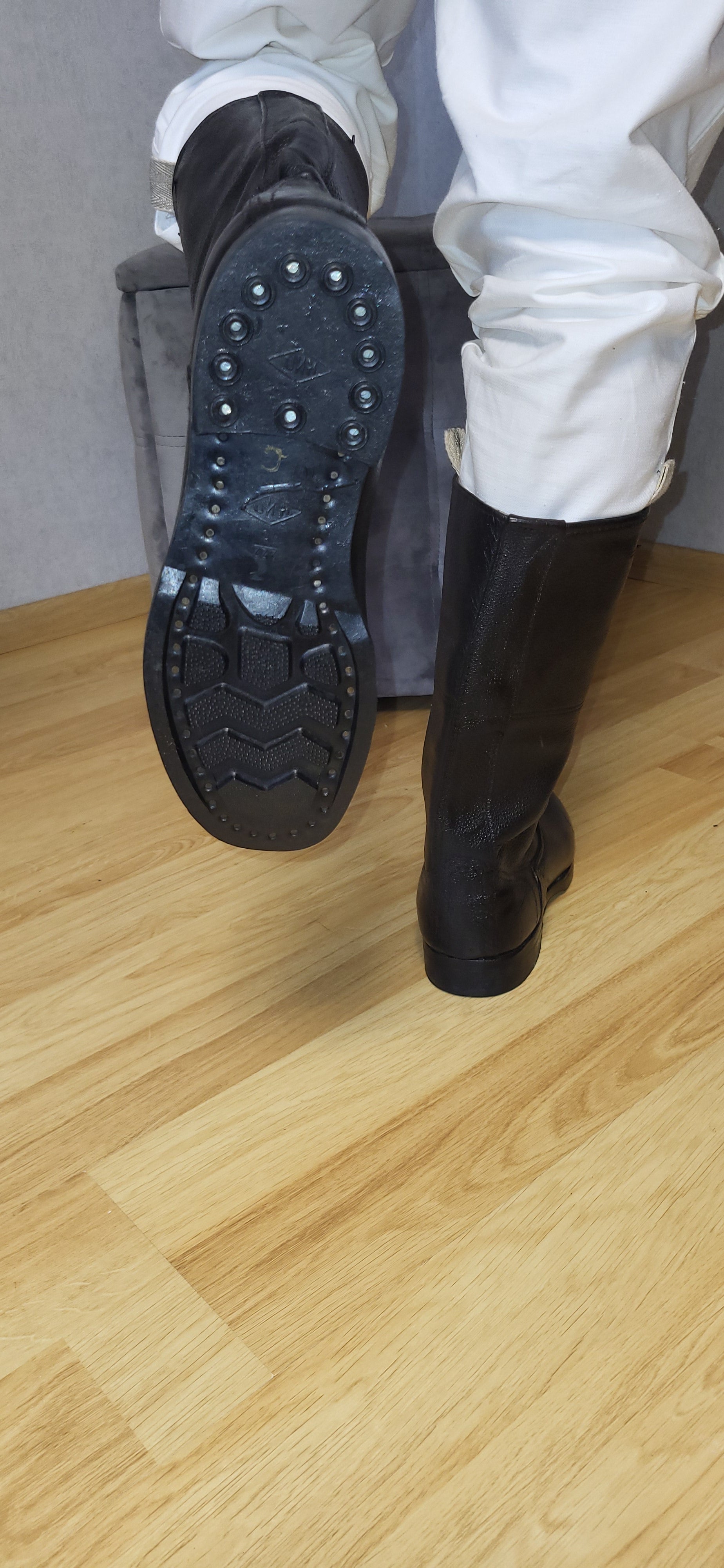 Vintage USSR Naval Deck Boots Soviet VMF Sailor Leather Boots 34–36 cm