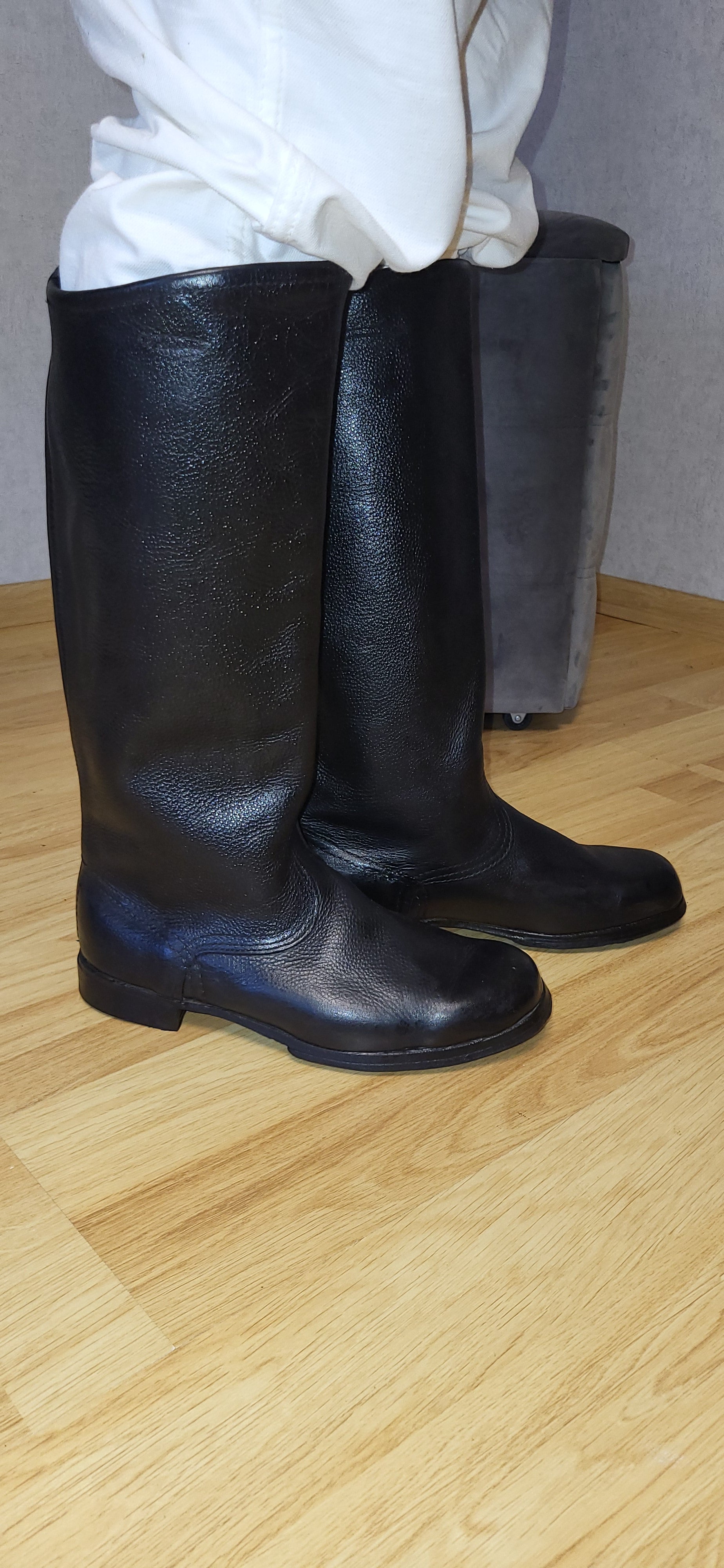 Vintage Soviet RKKA Yalovye Yuft Leather Tall Boots USSR Leather Sole
