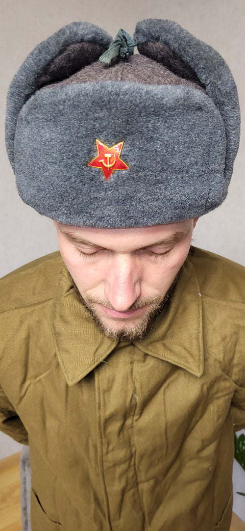 Authentic Vintage USSR Ushanka Hat M79 Gray Winter Fur Cap Soviet Cold Weather Hat