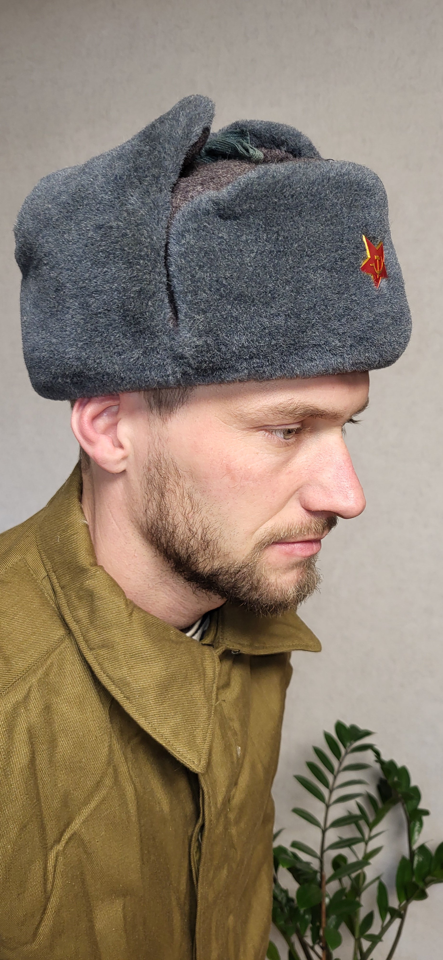 Authentic Vintage USSR Ushanka Hat M79 Gray Winter Fur Cap Soviet Cold Weather Hat