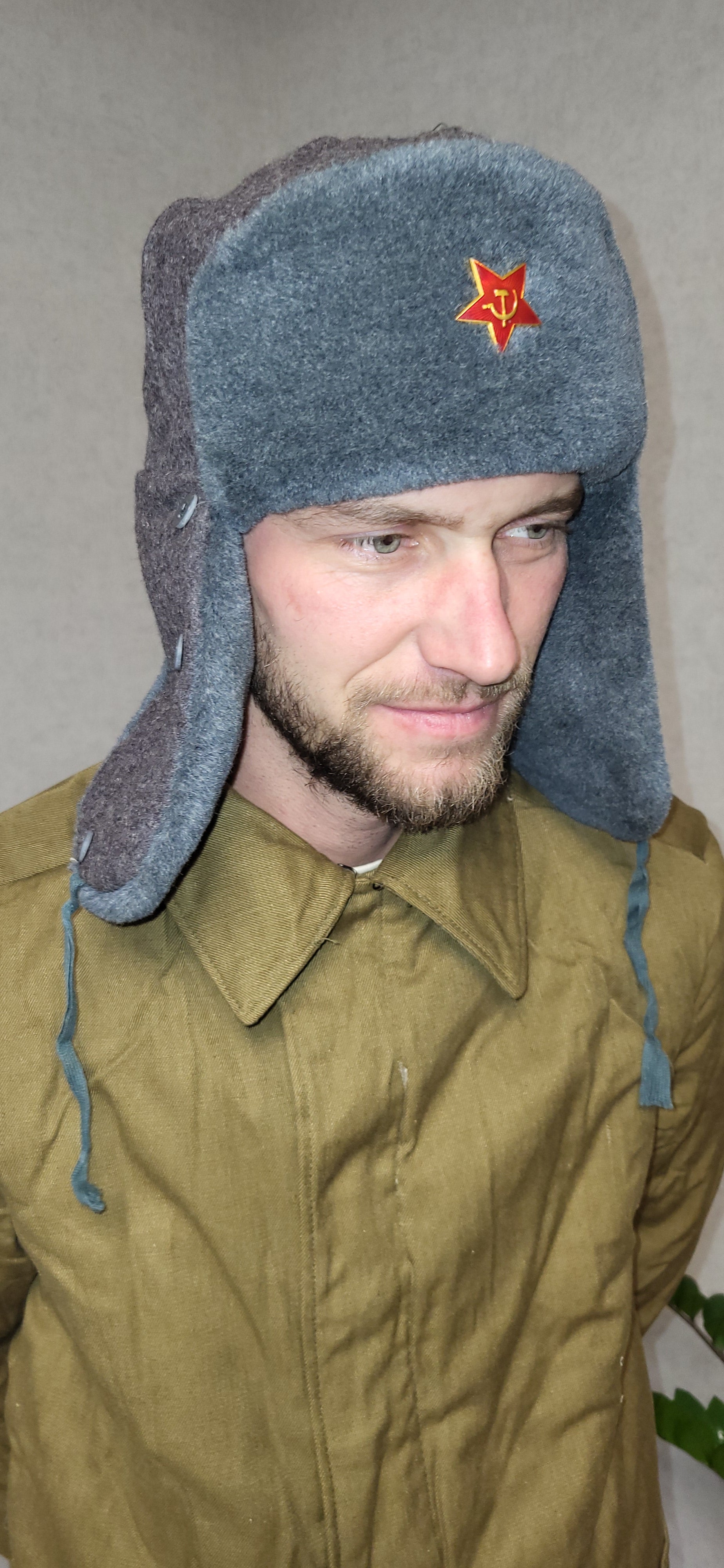 Authentic Vintage USSR Ushanka Hat M79 Gray Winter Fur Cap Soviet Cold Weather Hat