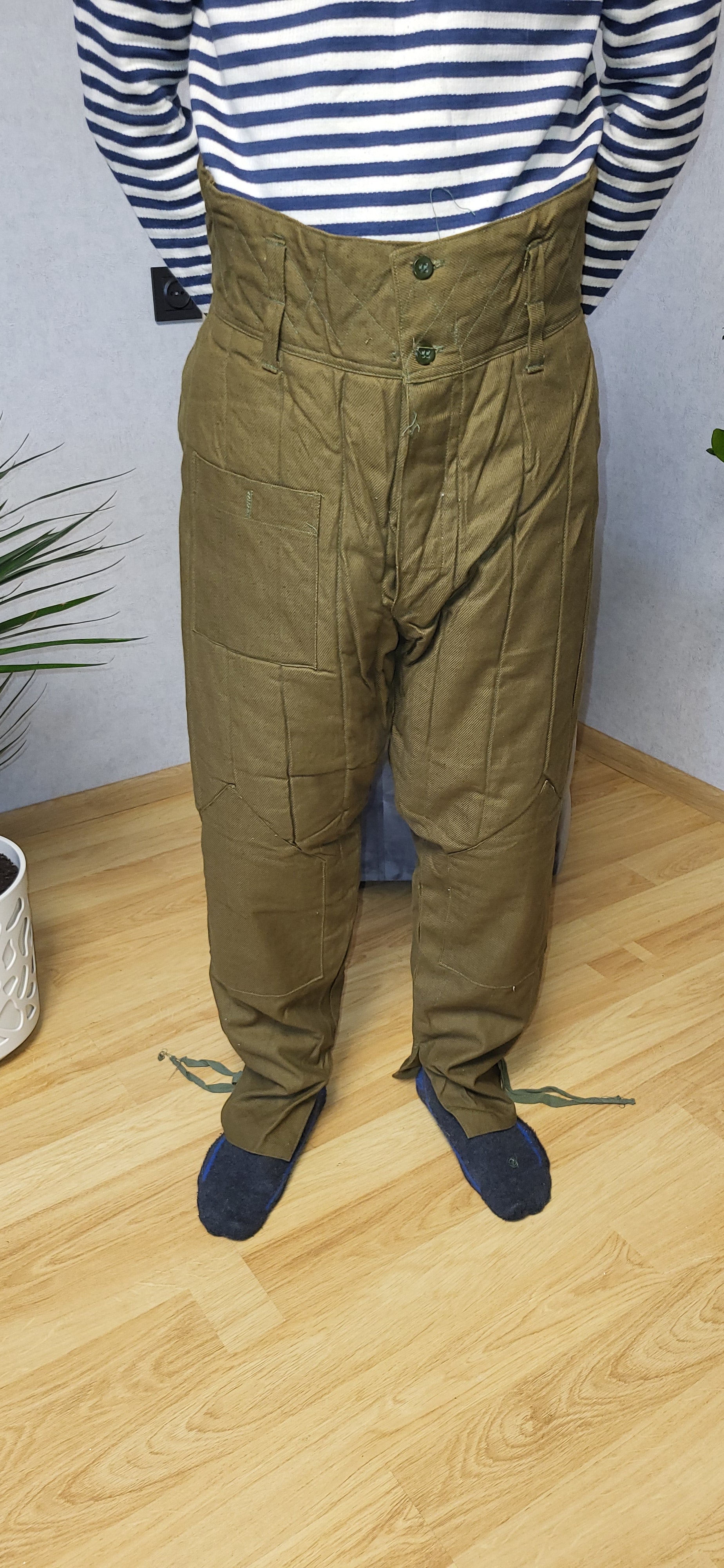 Vintage Soviet Quilted Winter Pants USSR Telogreika Padded Trousers RKKA