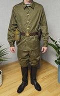 Authentic USSR M69 Soldier Uniform Set Gymnasterka Pants Pilotka Belt Holster Flask