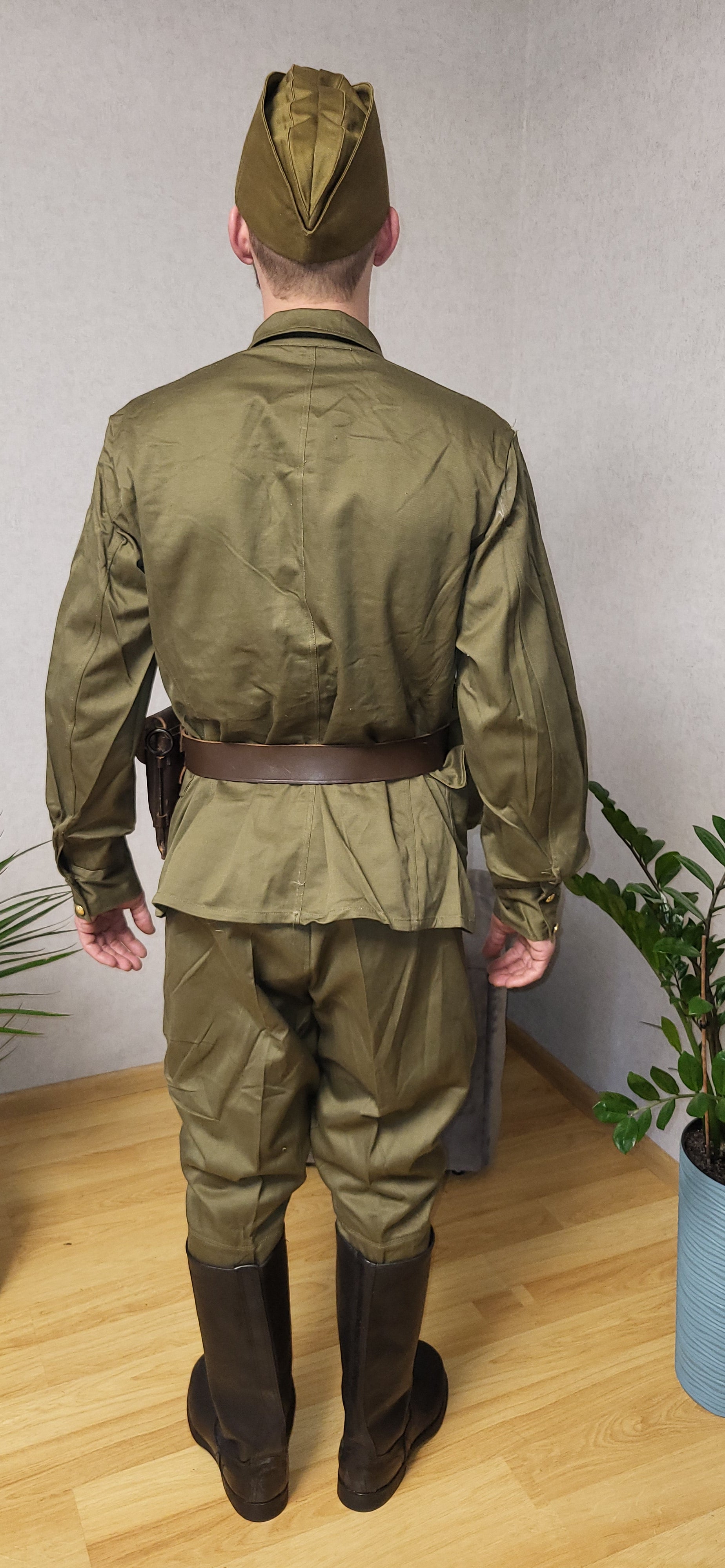 Authentic USSR M69 Soldier Uniform Set Gymnasterka Pants Pilotka Belt Holster Flask