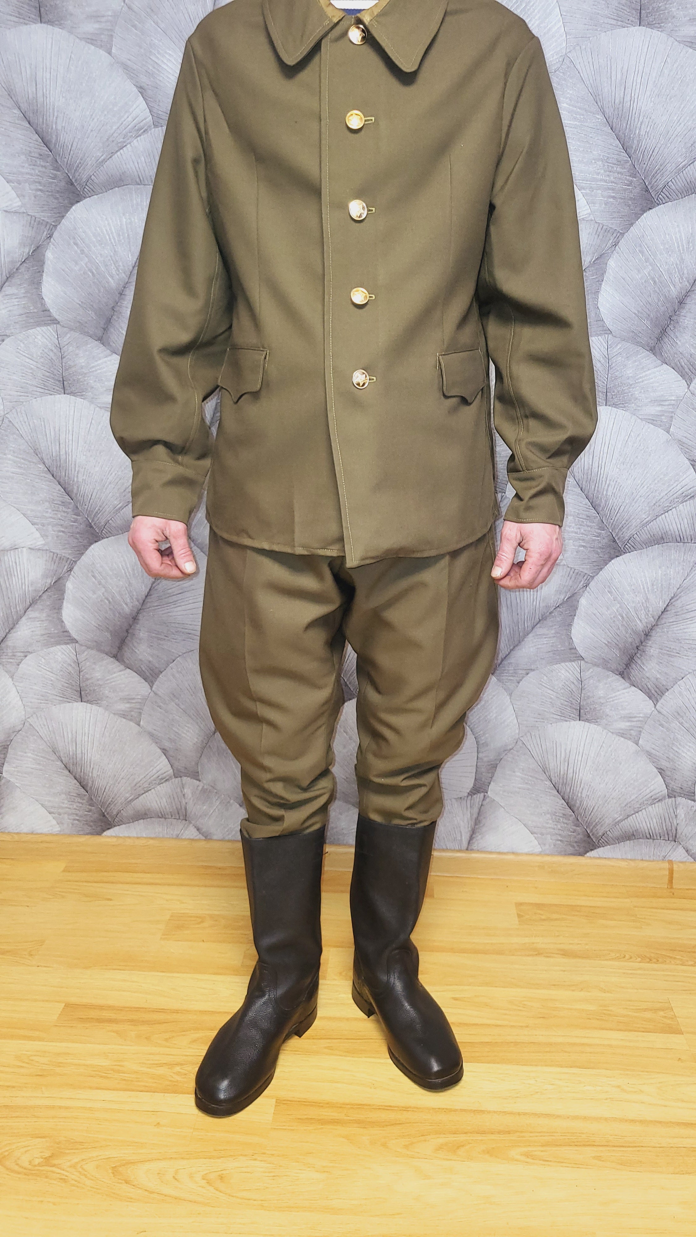 Vintage USSR M69 Khaki Wool-Blend Tunic and Breeches Set