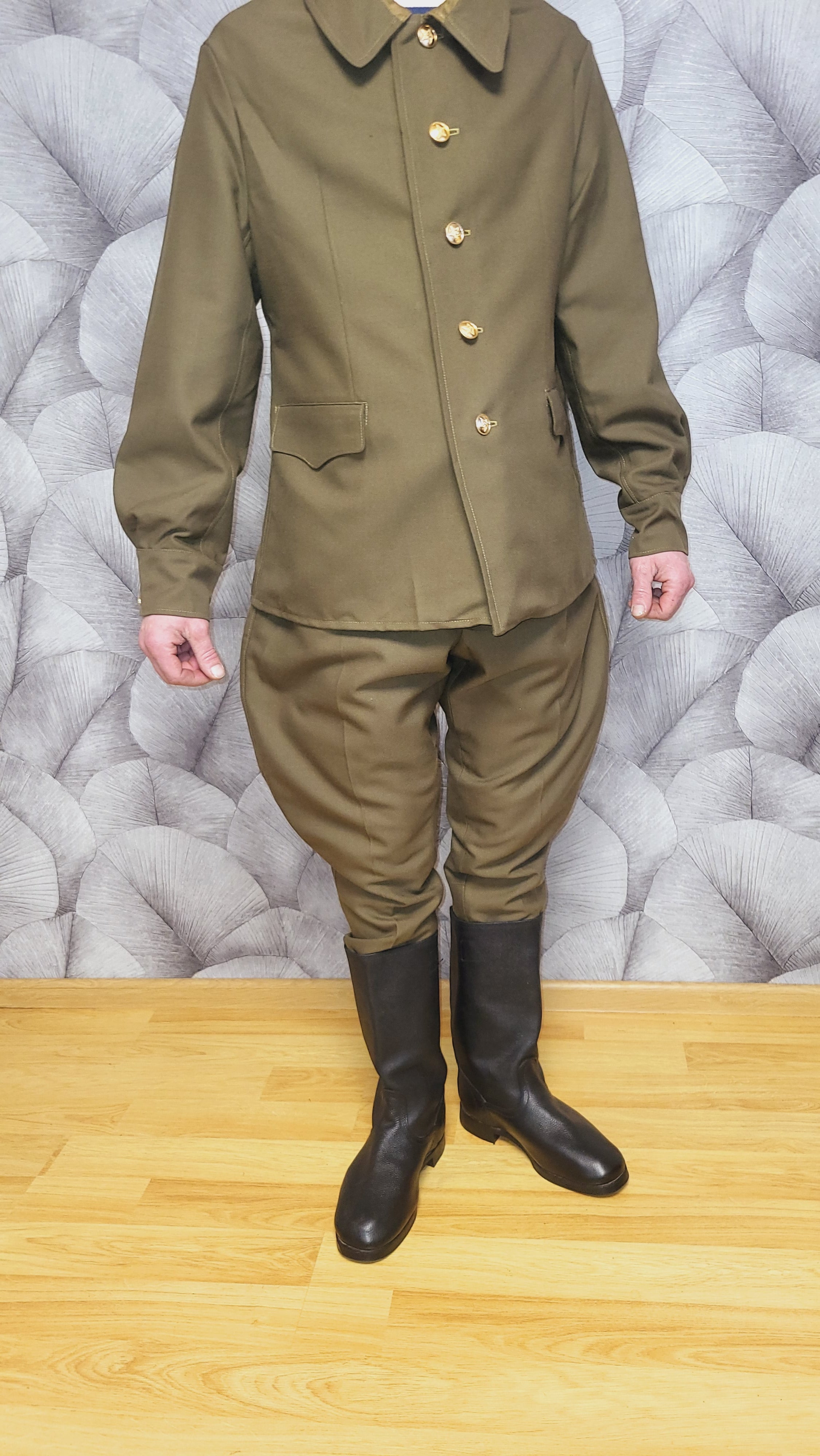 Vintage USSR M69 Khaki Wool-Blend Tunic and Breeches Set