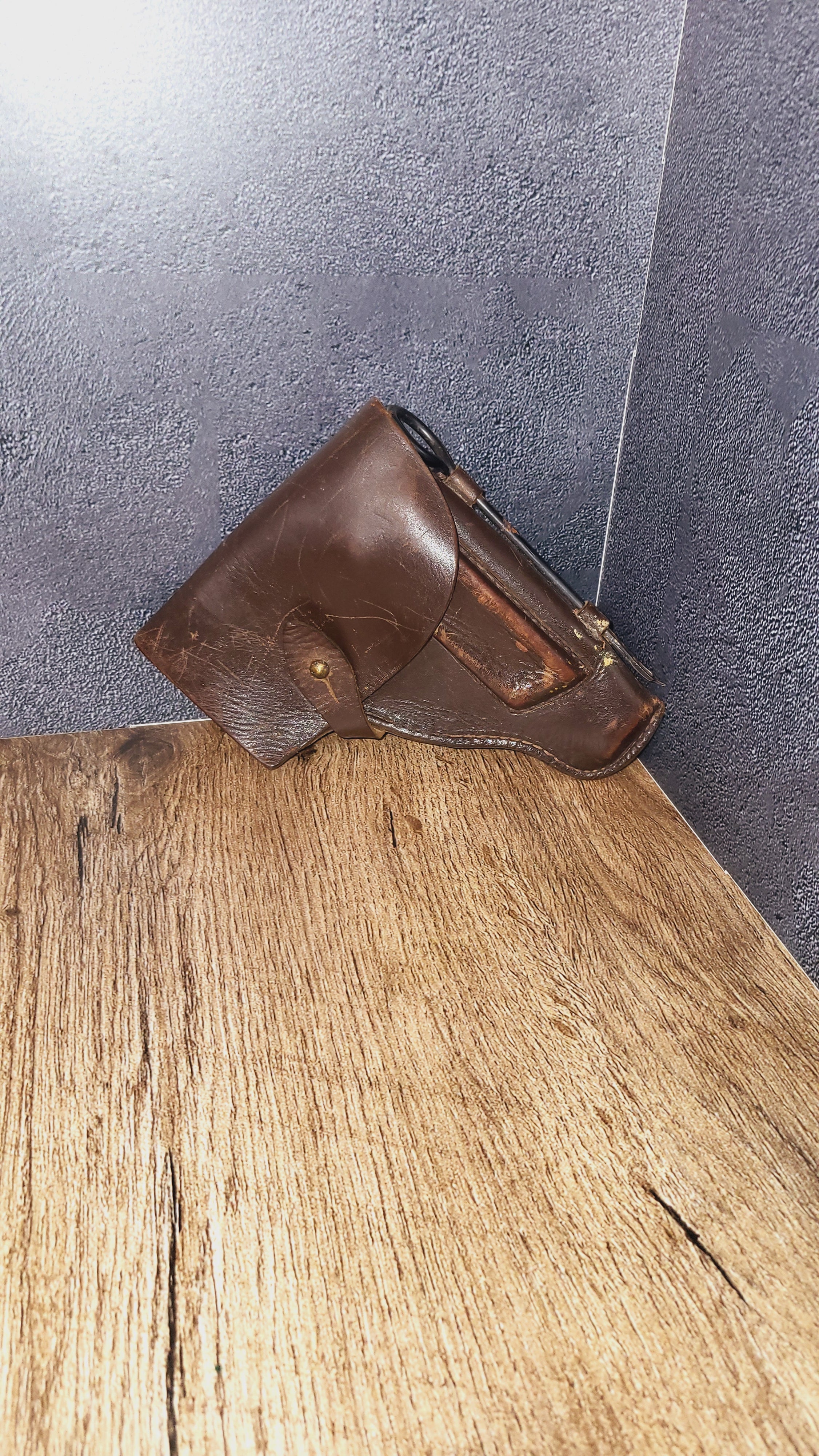 Vintage Soviet USSR Brown Leather Pistol Holster Belt Sidearm Holster