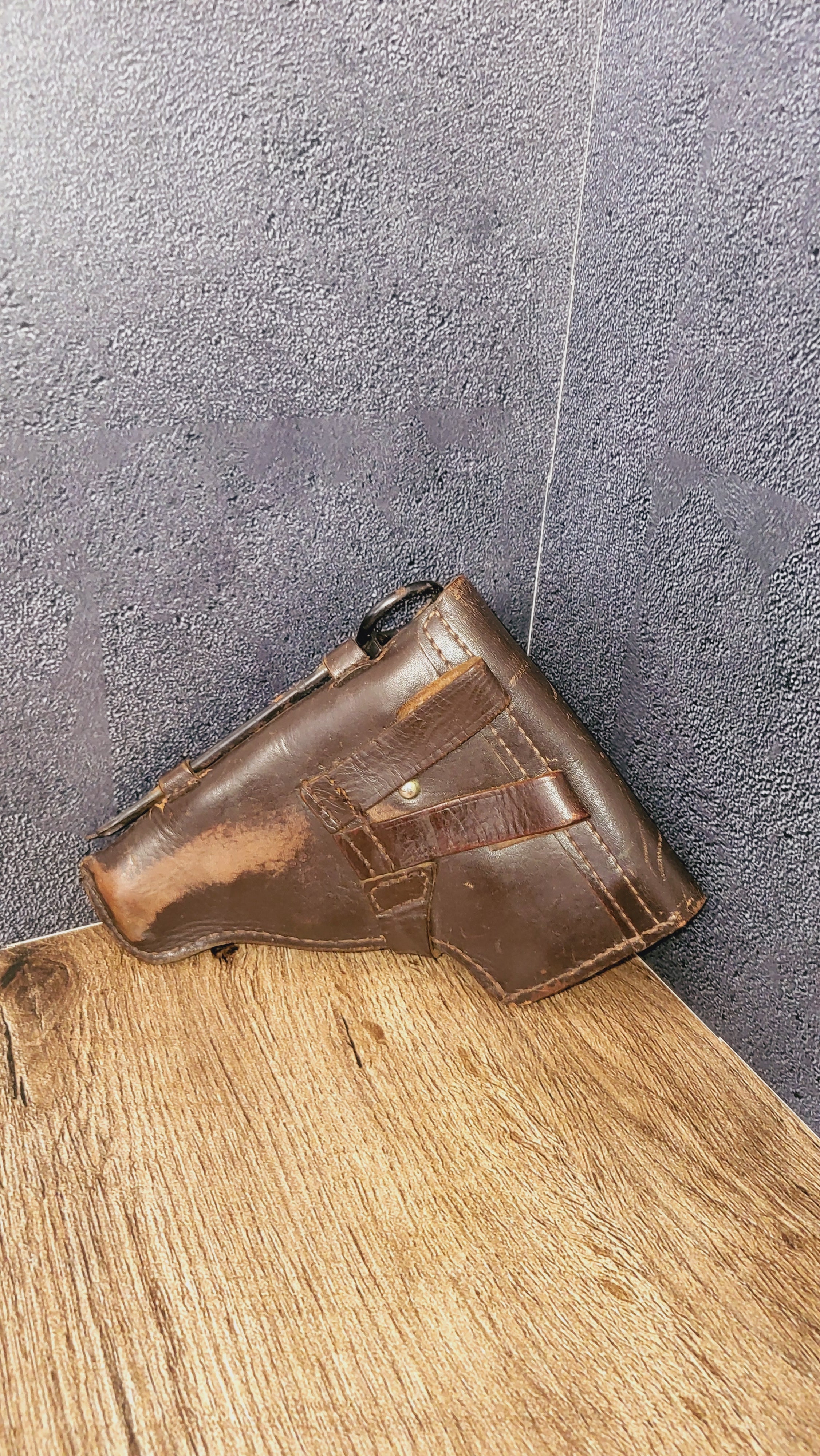 Vintage Soviet USSR Brown Leather Pistol Holster Belt Sidearm Holster
