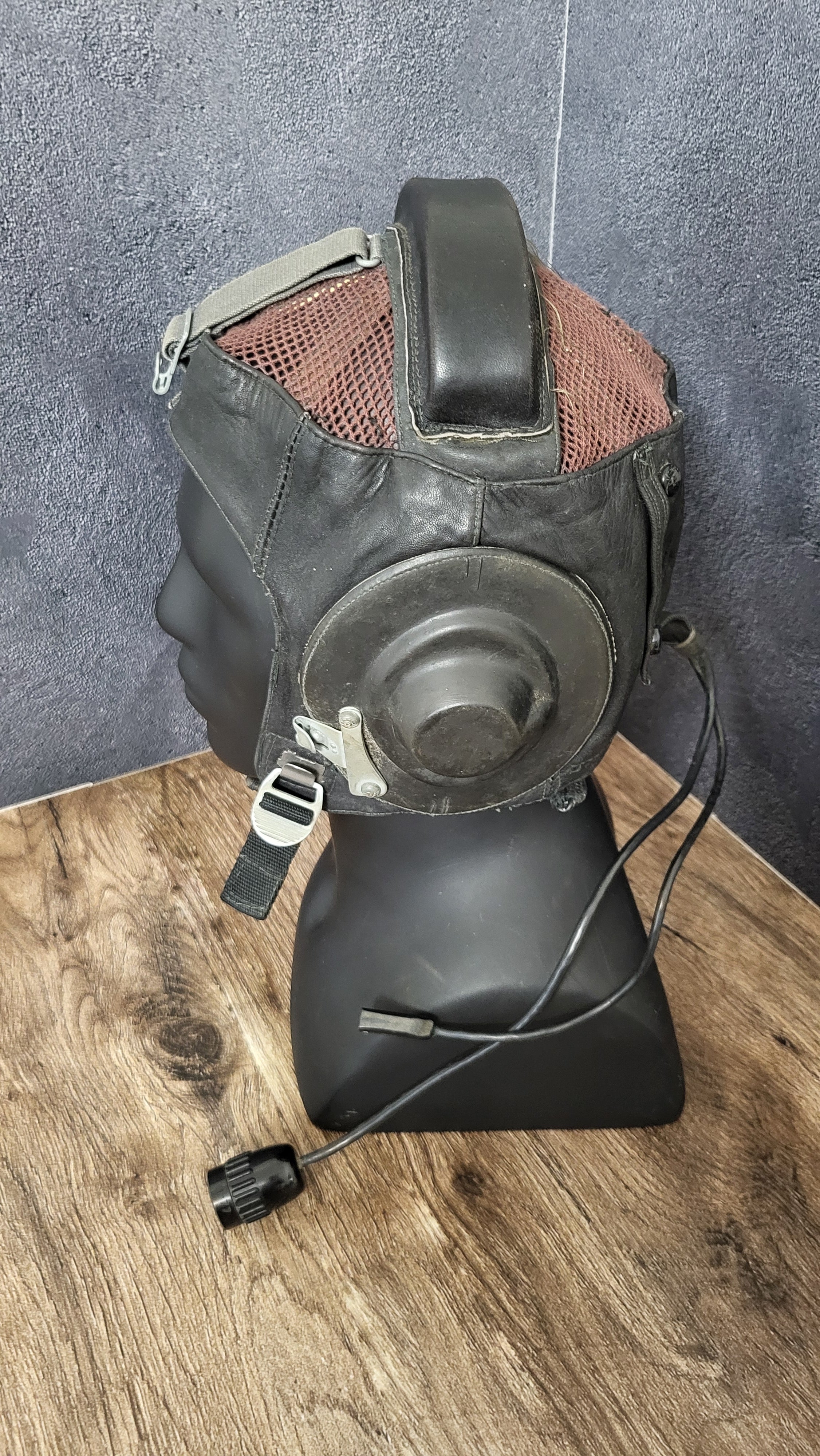 Soviet Pilot Flight Helmet ShL-82 Leather Aviator Helmet USSR Vintage