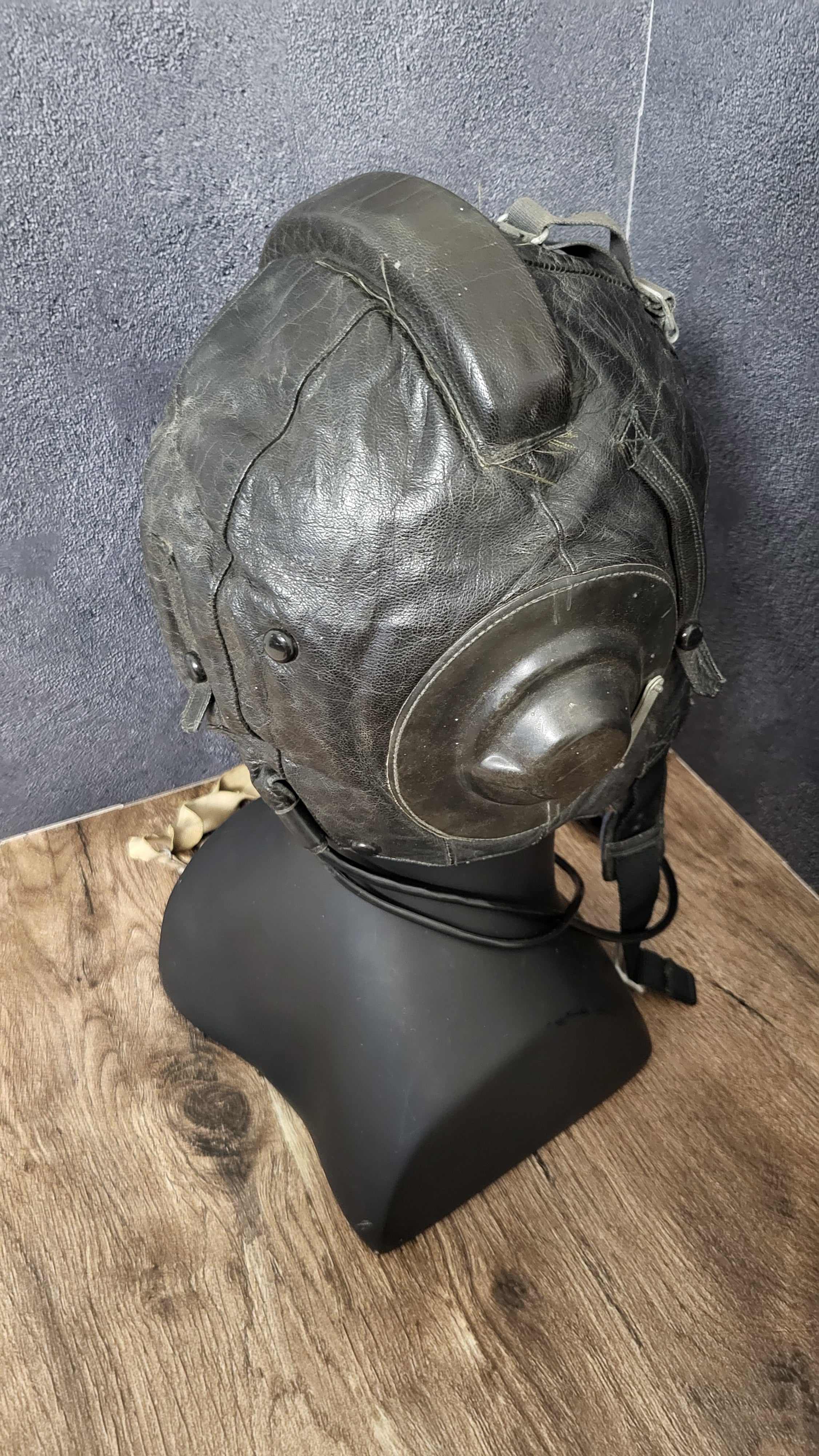 Soviet Winter Pilot Helmet ShZ-82 Sheepskin Leather Flight Helmet USSR