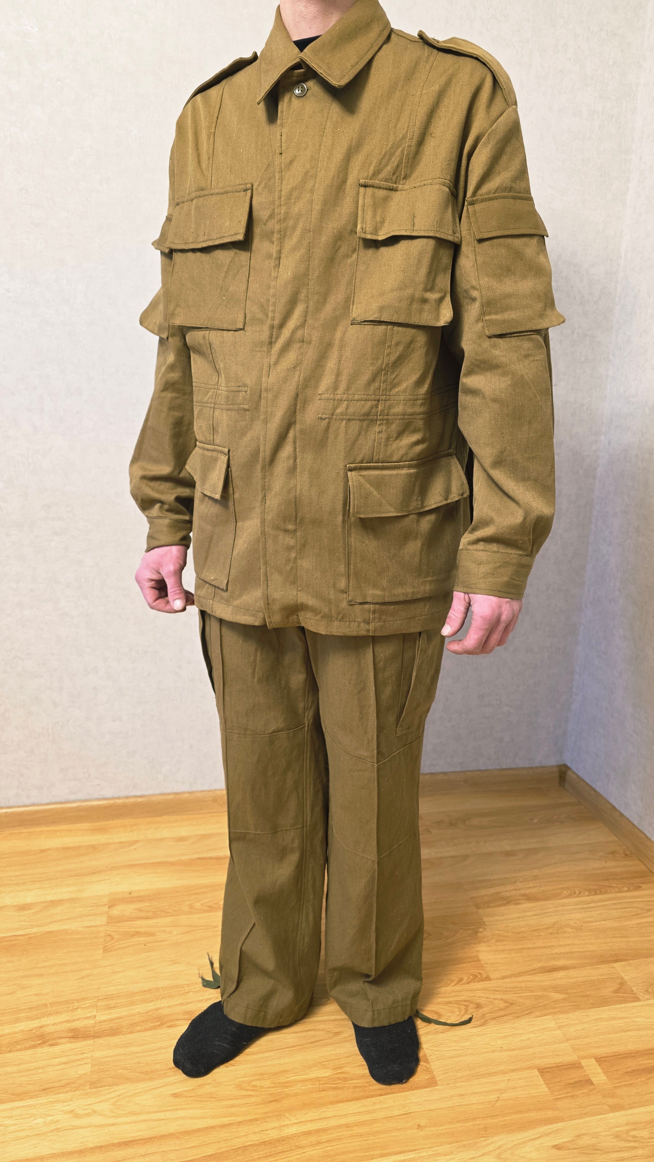 Vintage USSR Afghanka Summer Uniform Set, Sand Color, Multi-Pocket Design