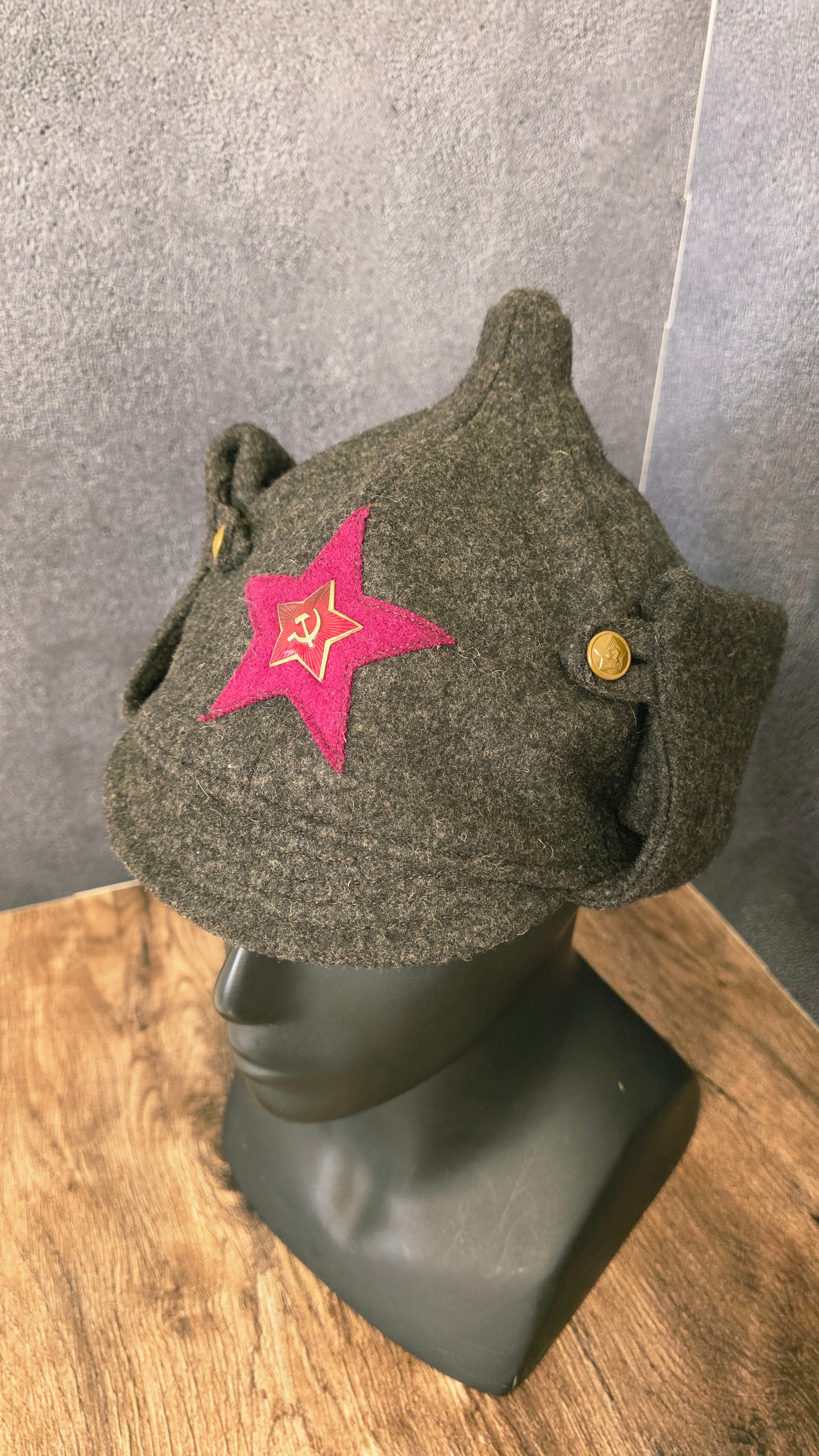 Early Soviet RKKA Budenovka Winter Hat 1927 Pattern Red Army Wool Helmet Cap