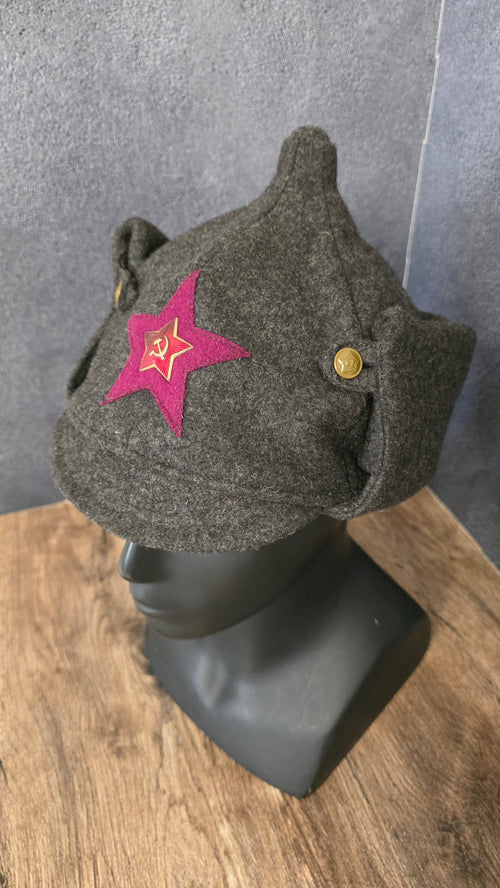 Early Soviet RKKA Budenovka Winter Hat 1927 Pattern Red Army Wool Helmet Cap
