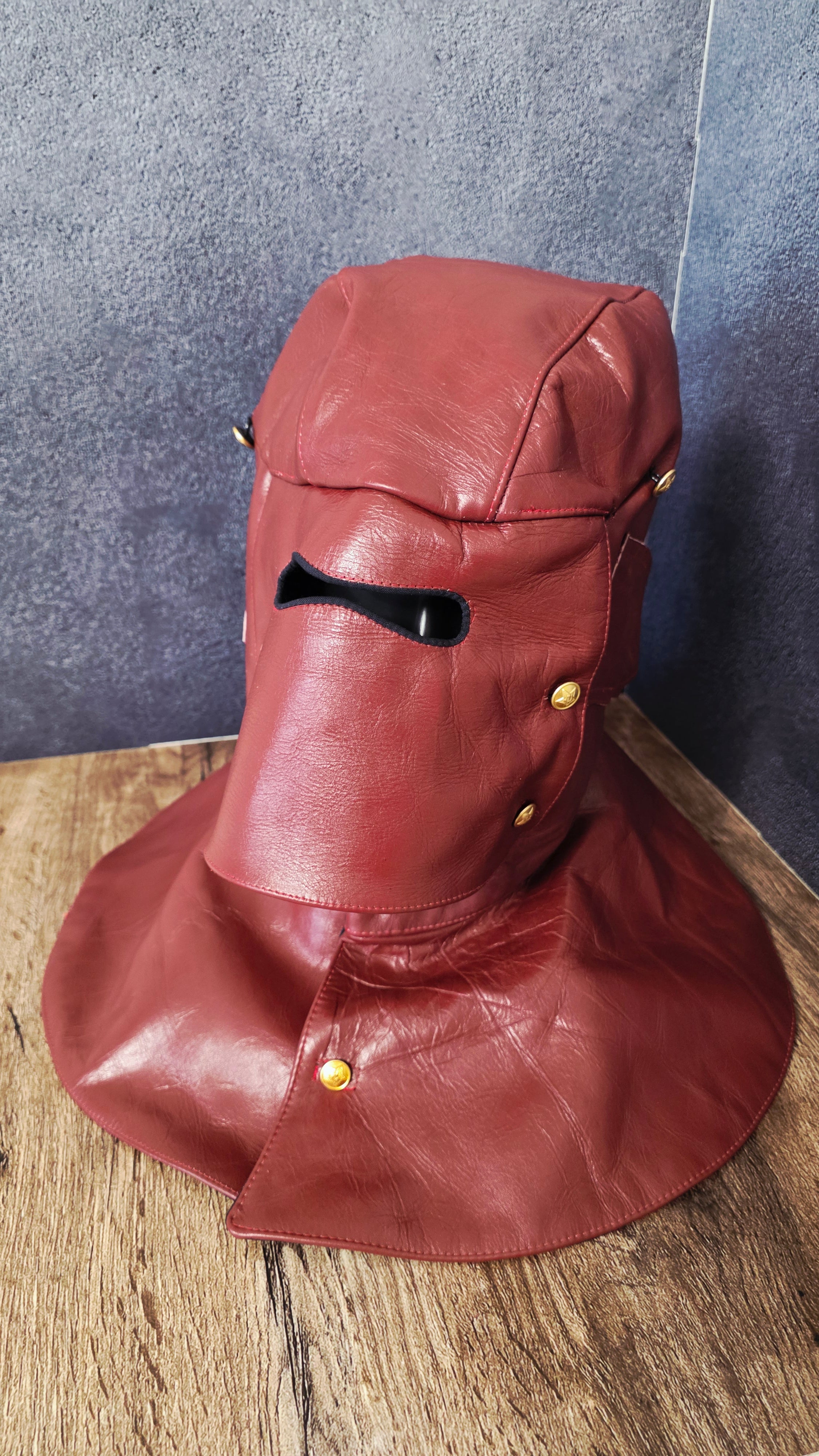 Vintage Soviet USSR Naval Leather Protective Mask Red Torpedo Crew Hood