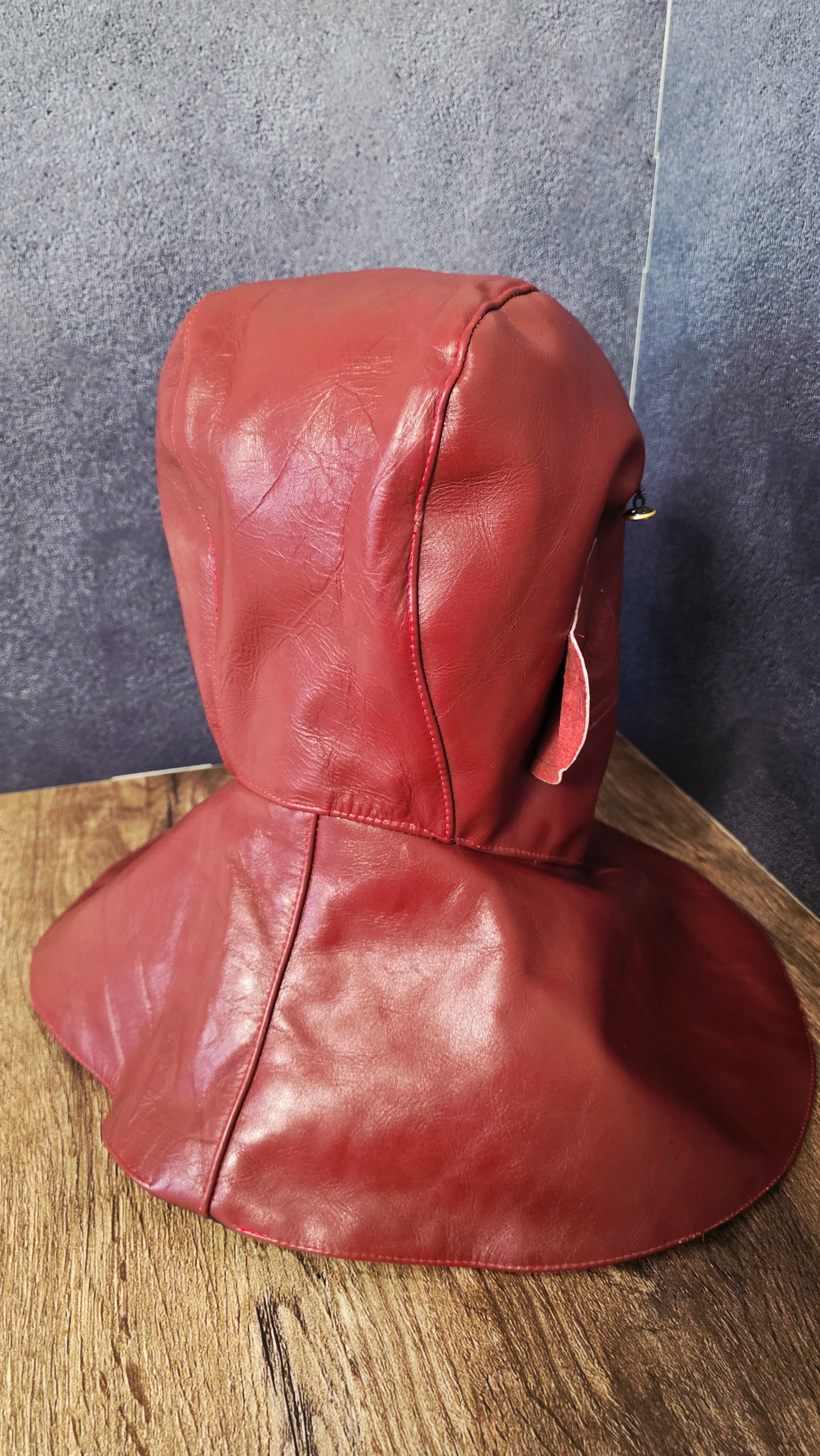 Vintage Soviet USSR Naval Leather Protective Mask Red Torpedo Crew Hood