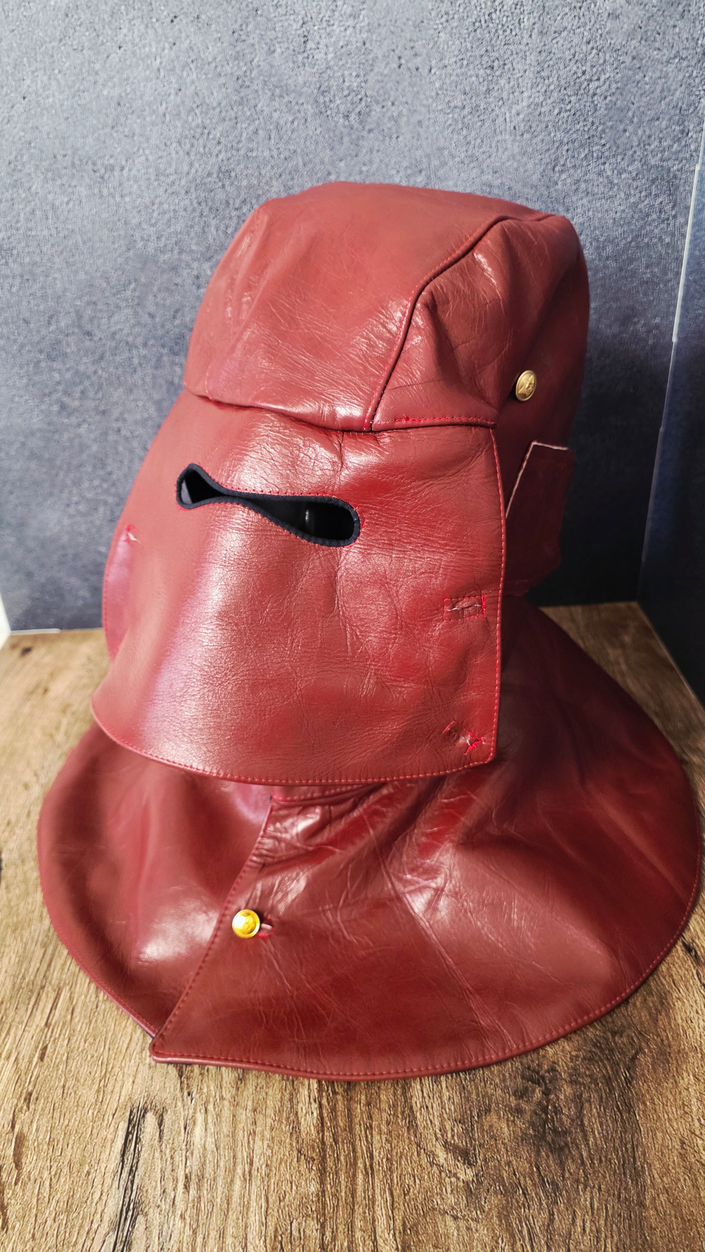 Vintage Soviet USSR Naval Leather Protective Mask Red Torpedo Crew Hood