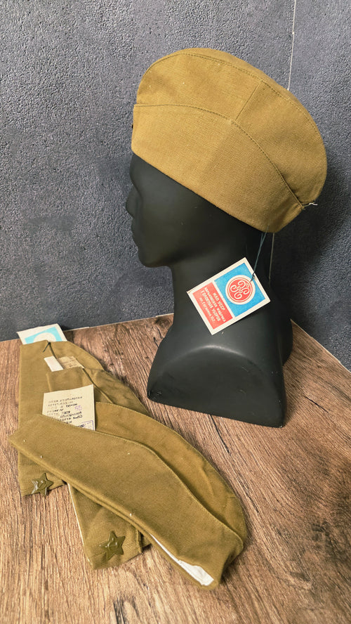 Original Soviet Cotton Pilotka Side Cap Sand Color 1980s Vintage USSR Hat