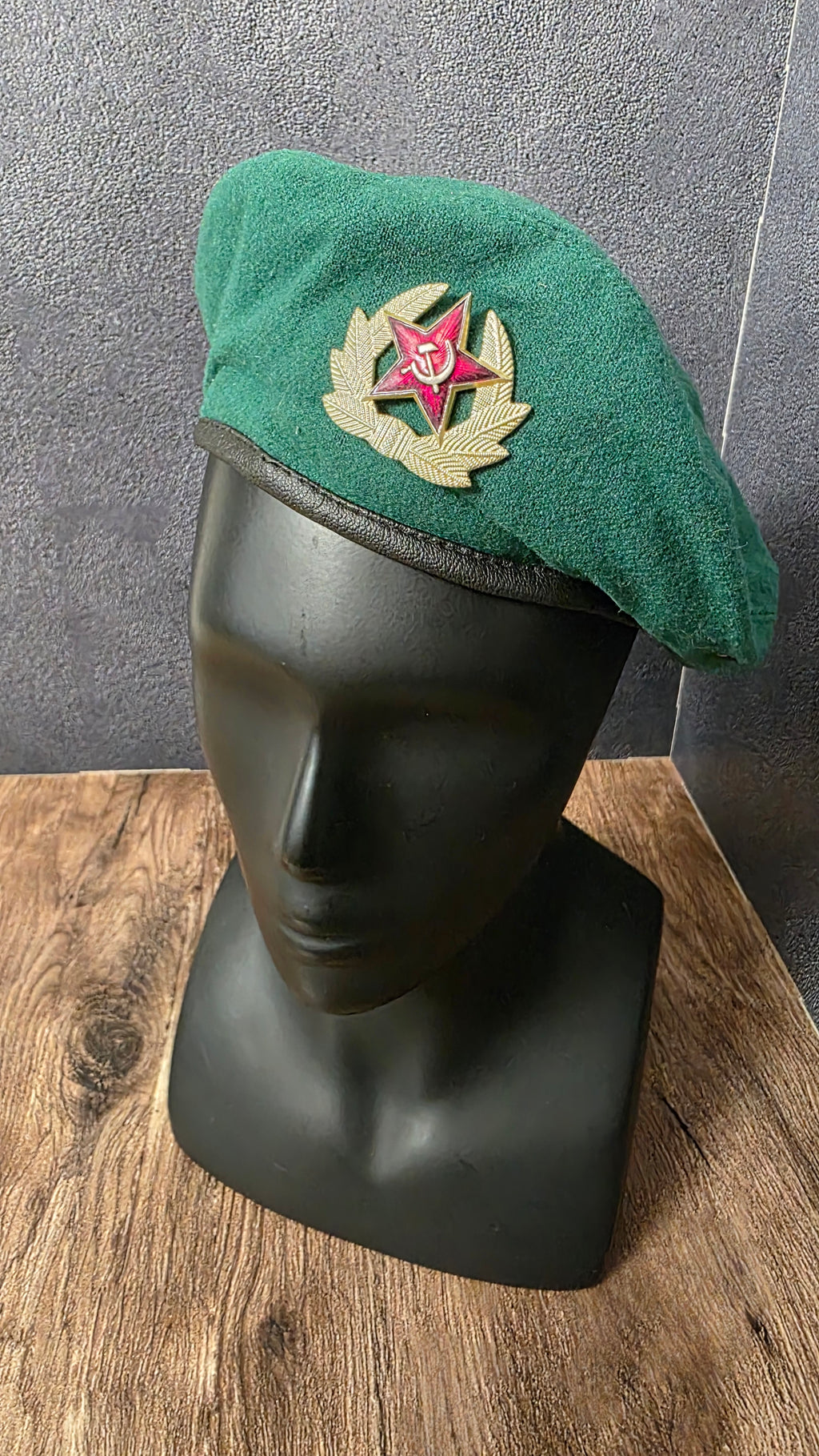 Original Soviet Border Guard Green Beret USSR Vintage Green Wool Beret Hat
