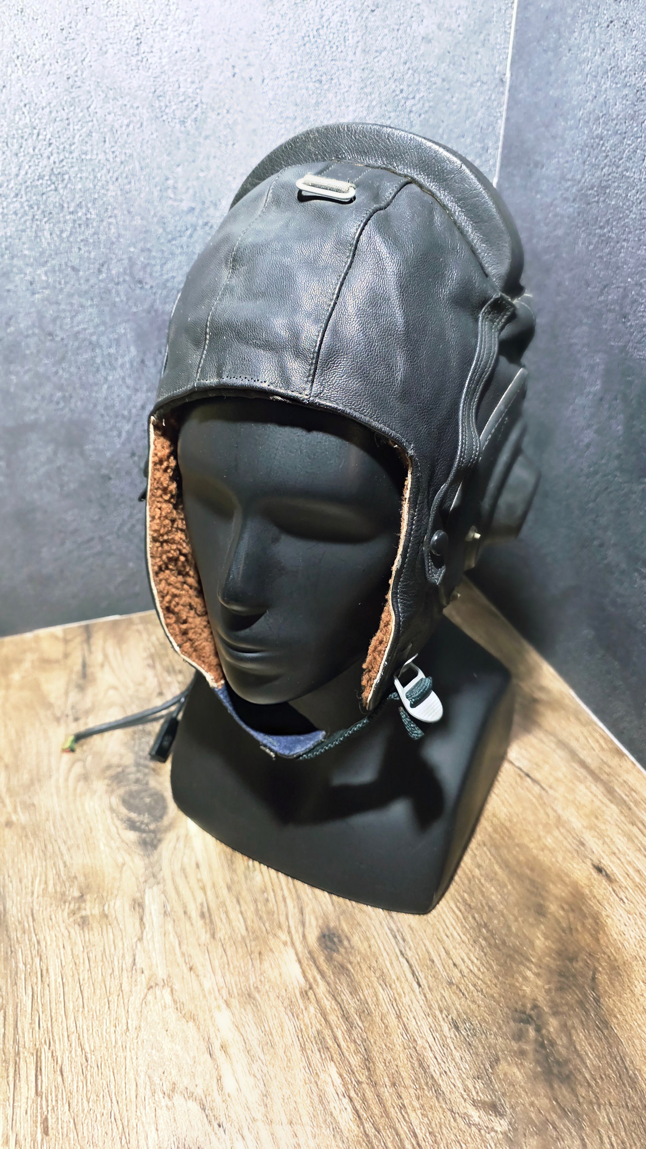 Vintage USSR Soviet Winter Pilot Helmet Sheepskin Lined with Headset