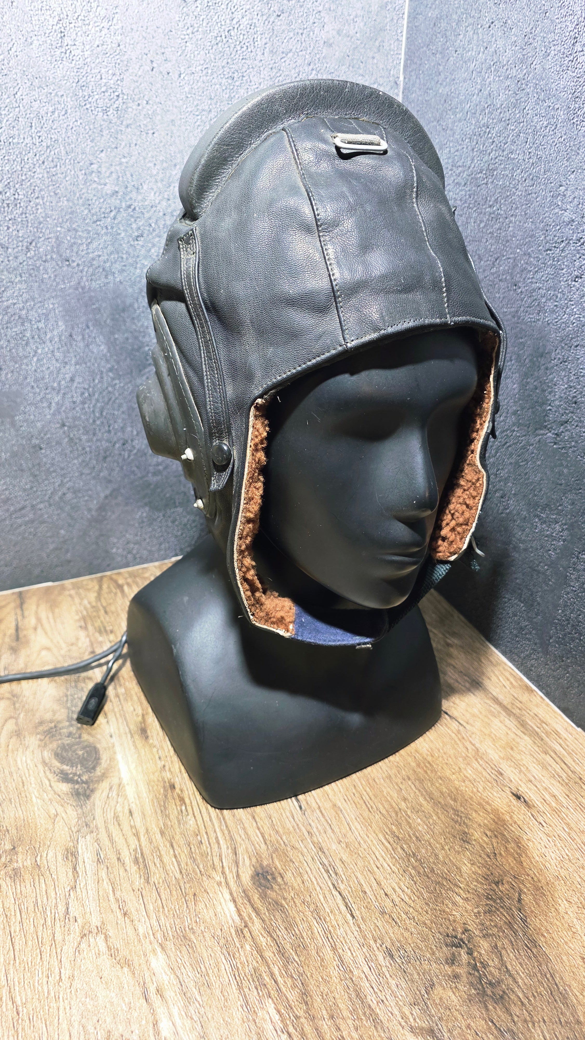 Vintage USSR Soviet Winter Pilot Helmet Sheepskin Lined with Headset