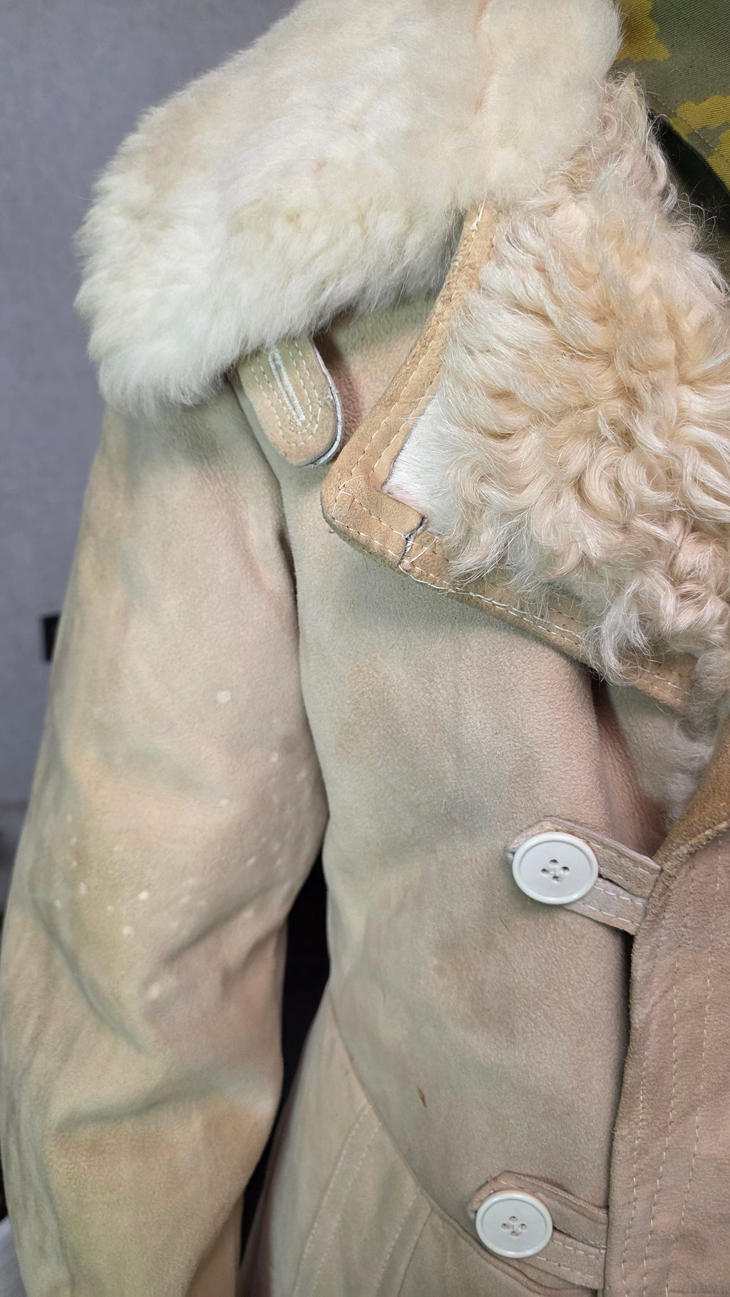 Soviet Bekesha Sheepskin Coat USSR Winter Officer Shearling Jacket