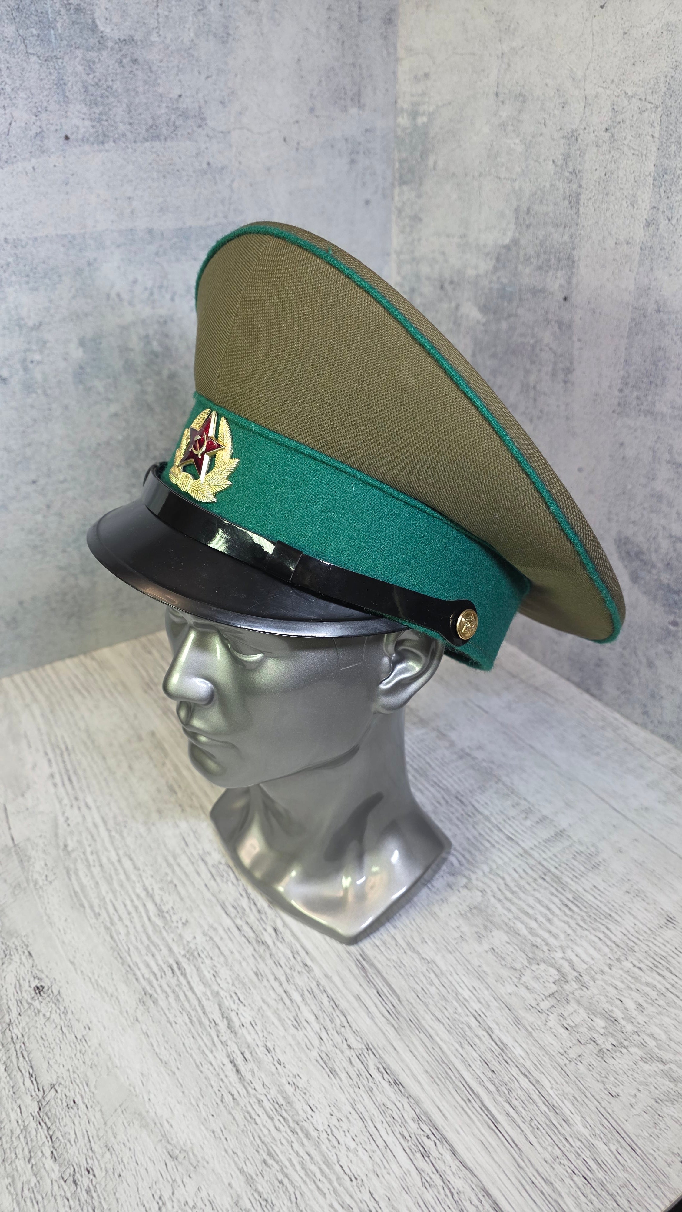 Soviet USSR Border Guard Visor Cap Vintage Sergeant Service Hat Green Band Field Cap - Legend Returns Vintage