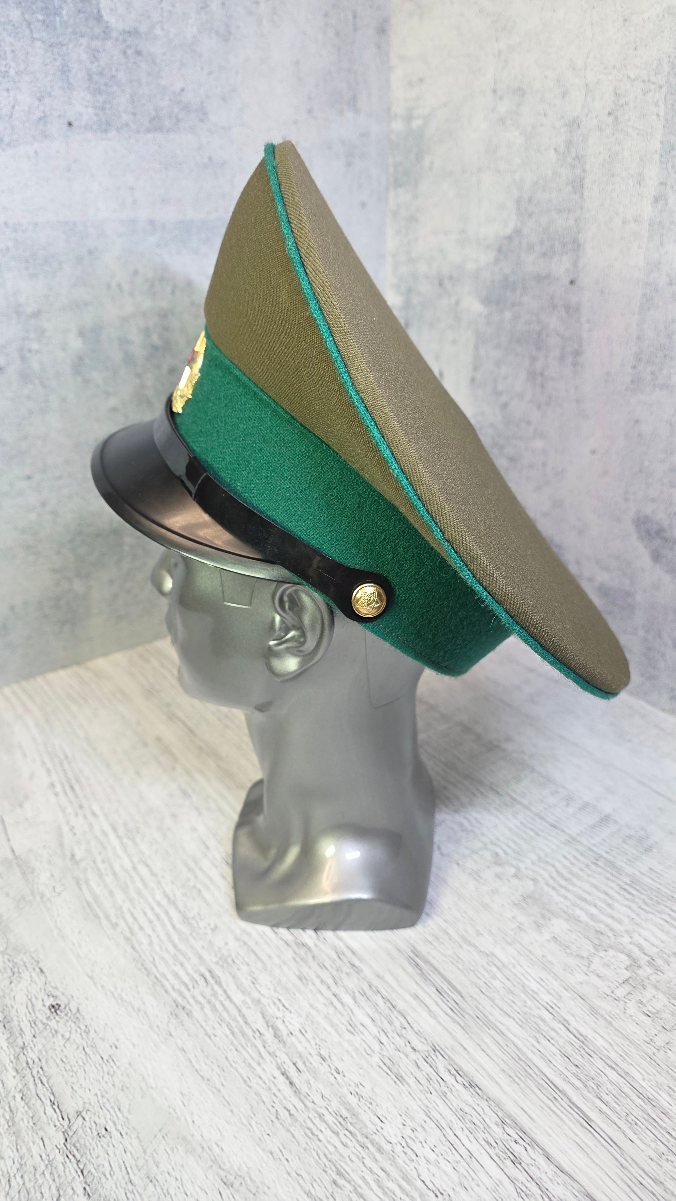 Soviet USSR Border Guard Visor Cap Vintage Sergeant Service Hat Green Band Field Cap - Legend Returns Vintage