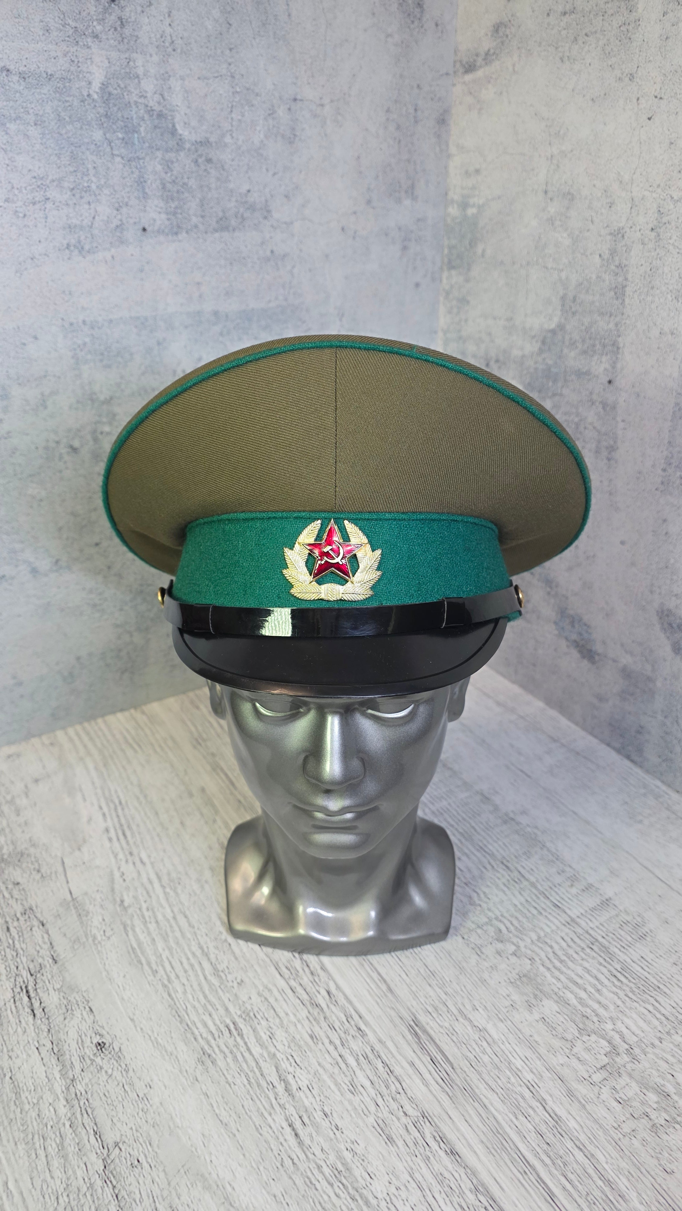 Soviet USSR Border Guard Visor Cap Vintage Sergeant Service Hat Green Band Field Cap - Legend Returns Vintage