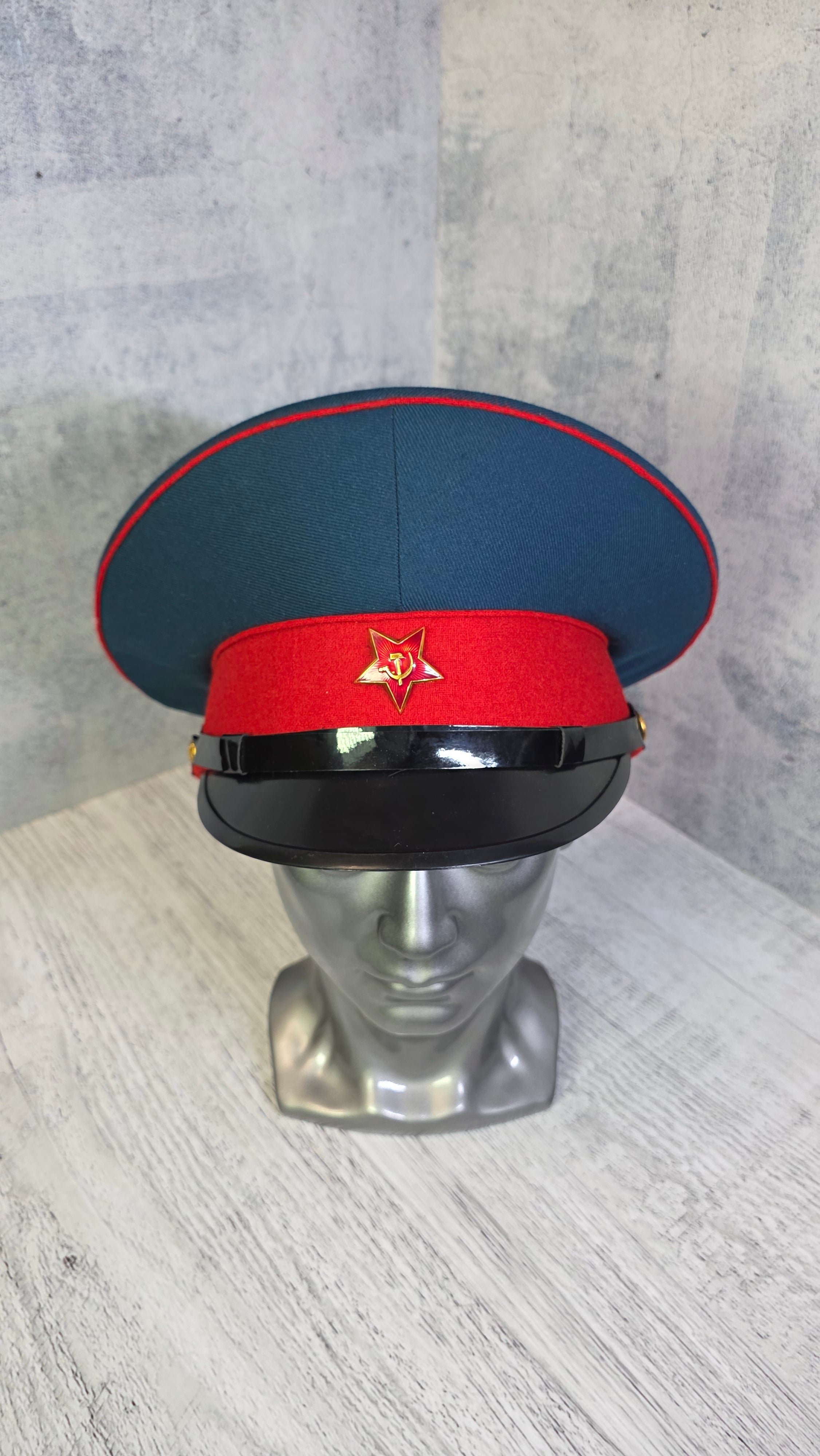 USSR Officer Visor Cap Vintage Soviet Sea Green Parade Hat