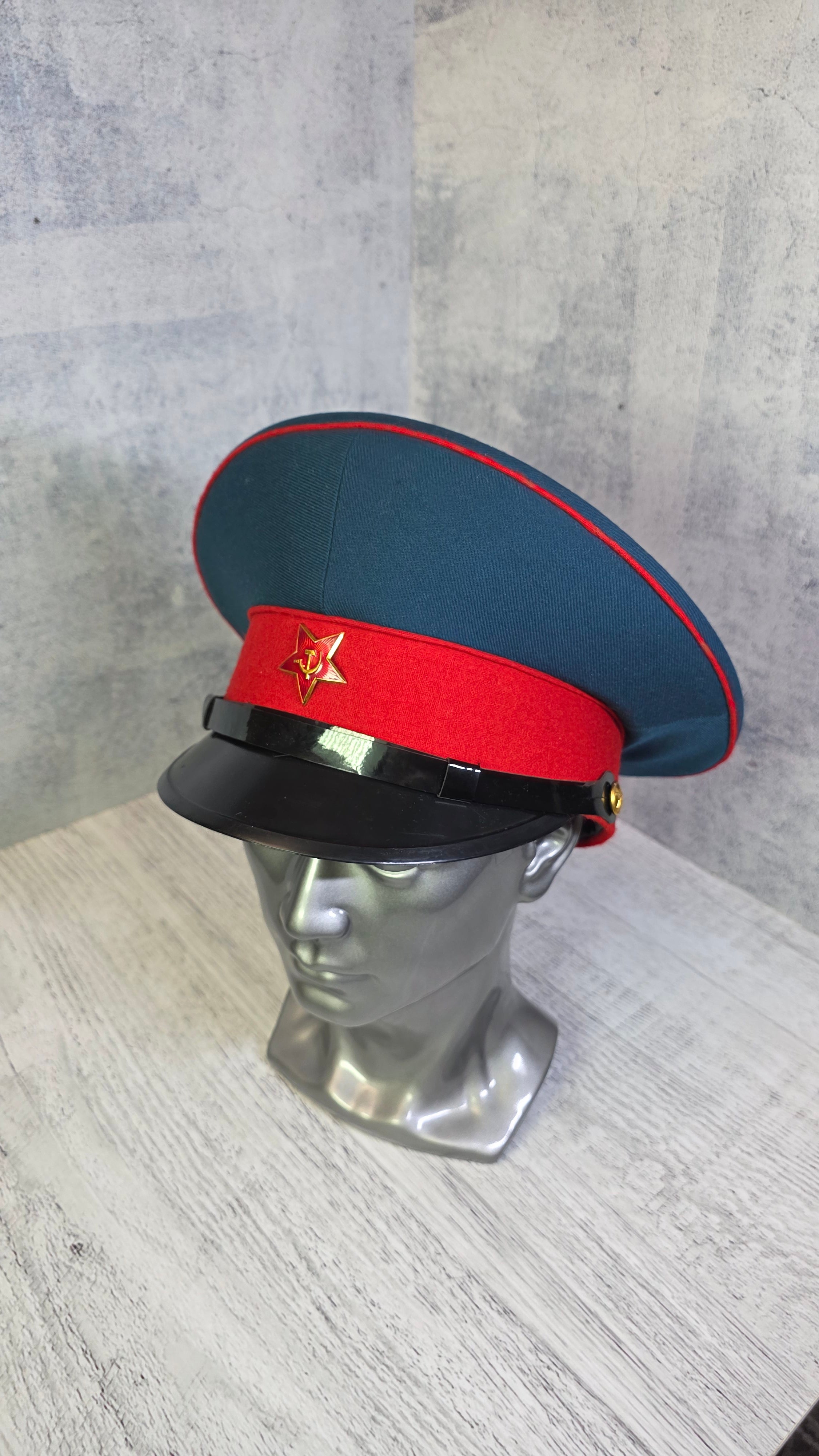 USSR Officer Visor Cap Vintage Soviet Sea Green Parade Hat