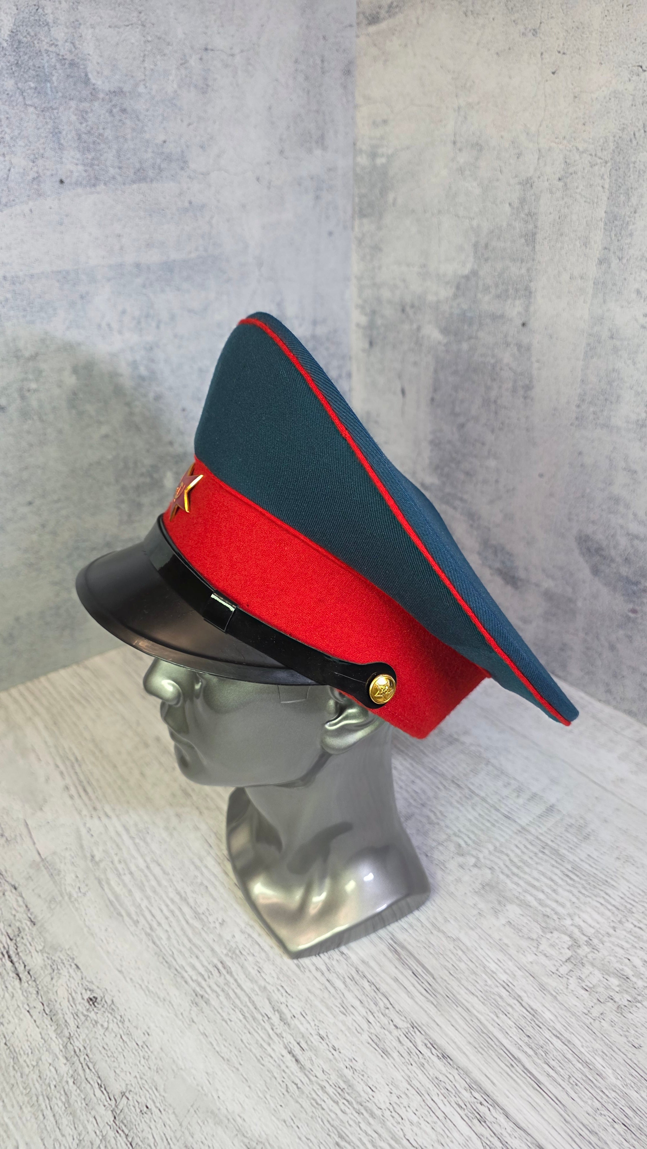 USSR Officer Visor Cap Vintage Soviet Sea Green Parade Hat