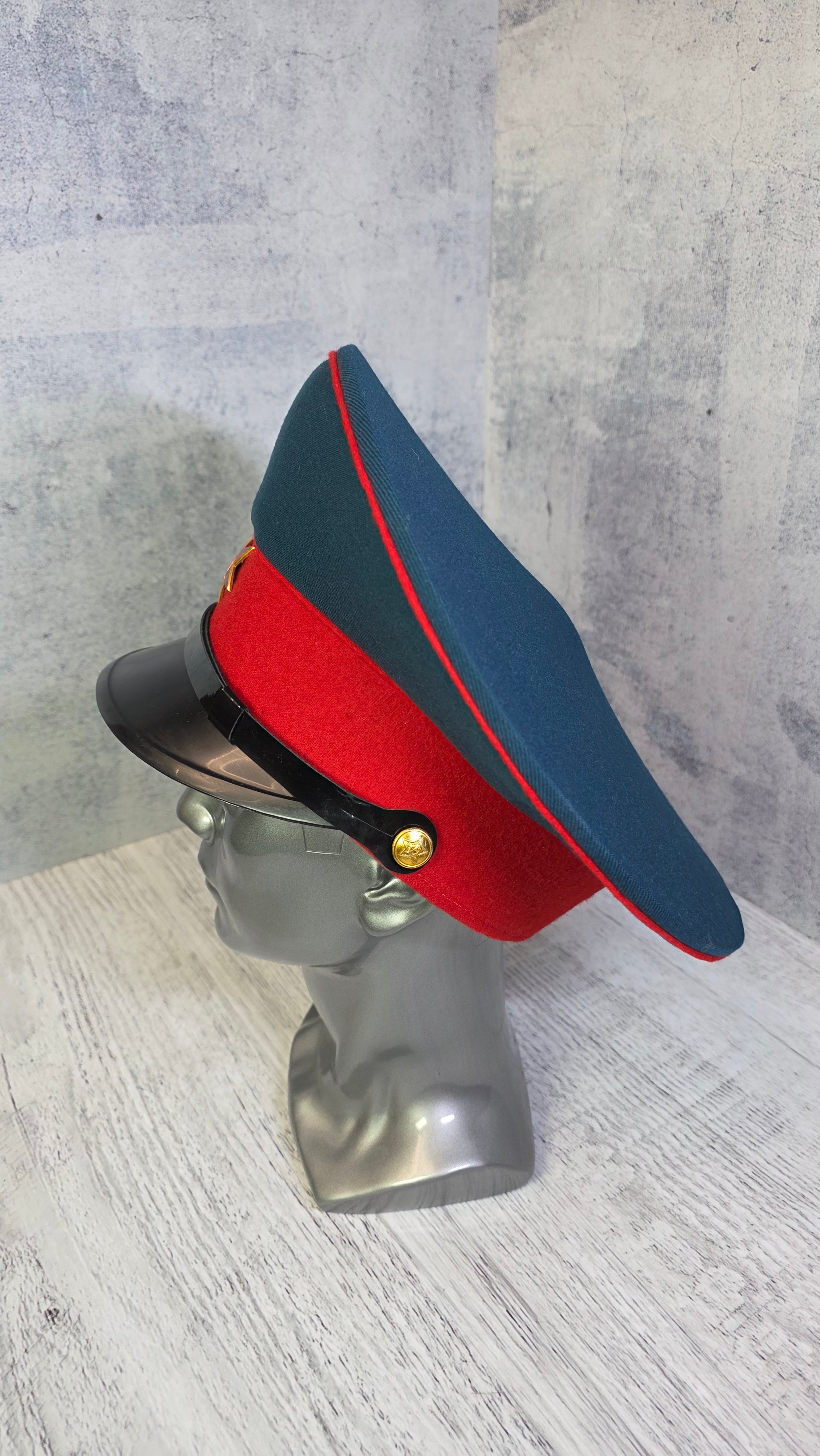 USSR Officer Visor Cap Vintage Soviet Sea Green Parade Hat