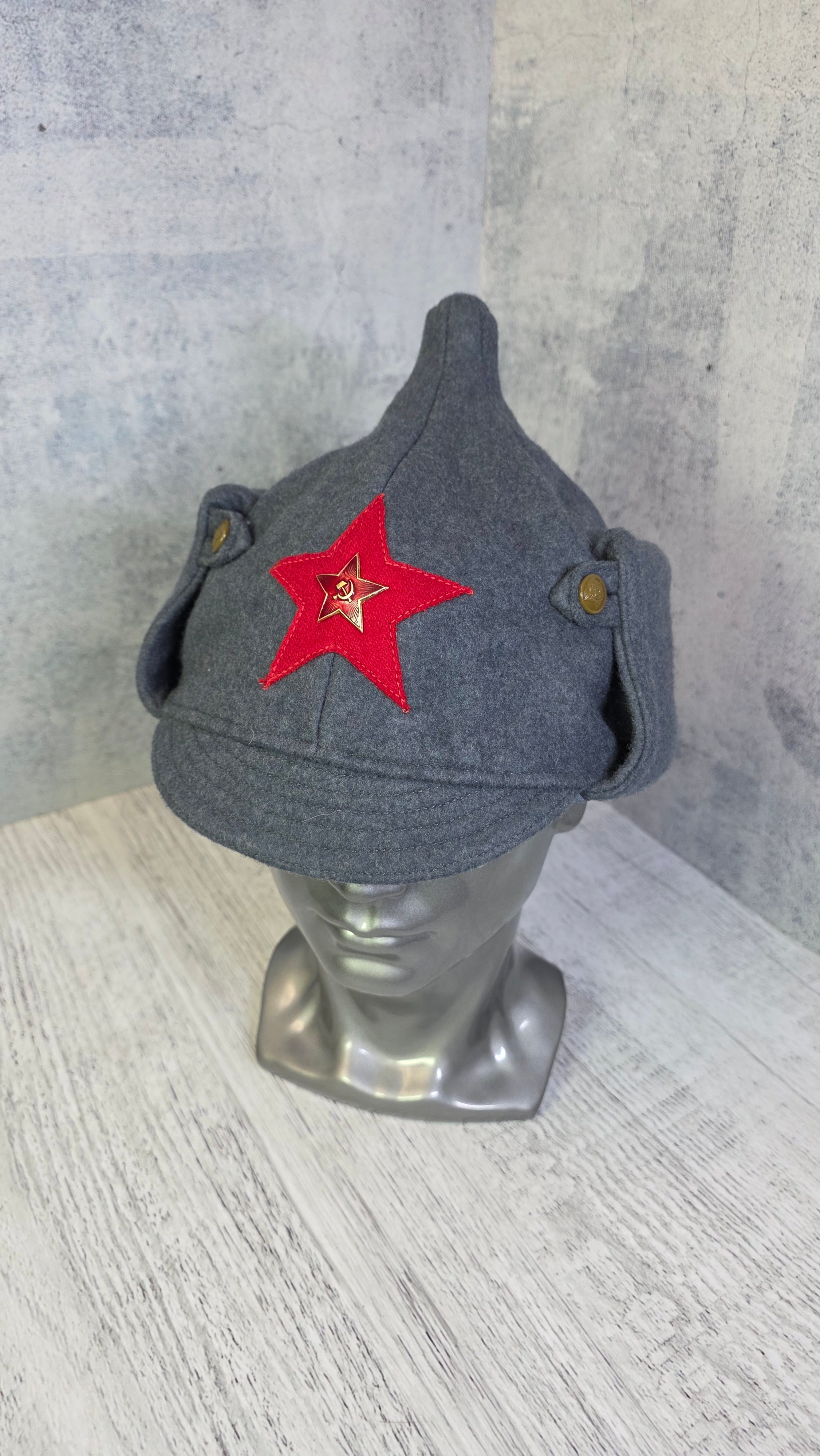 USSR Winter Budenovka Vintage Soviet Wool Military Hat