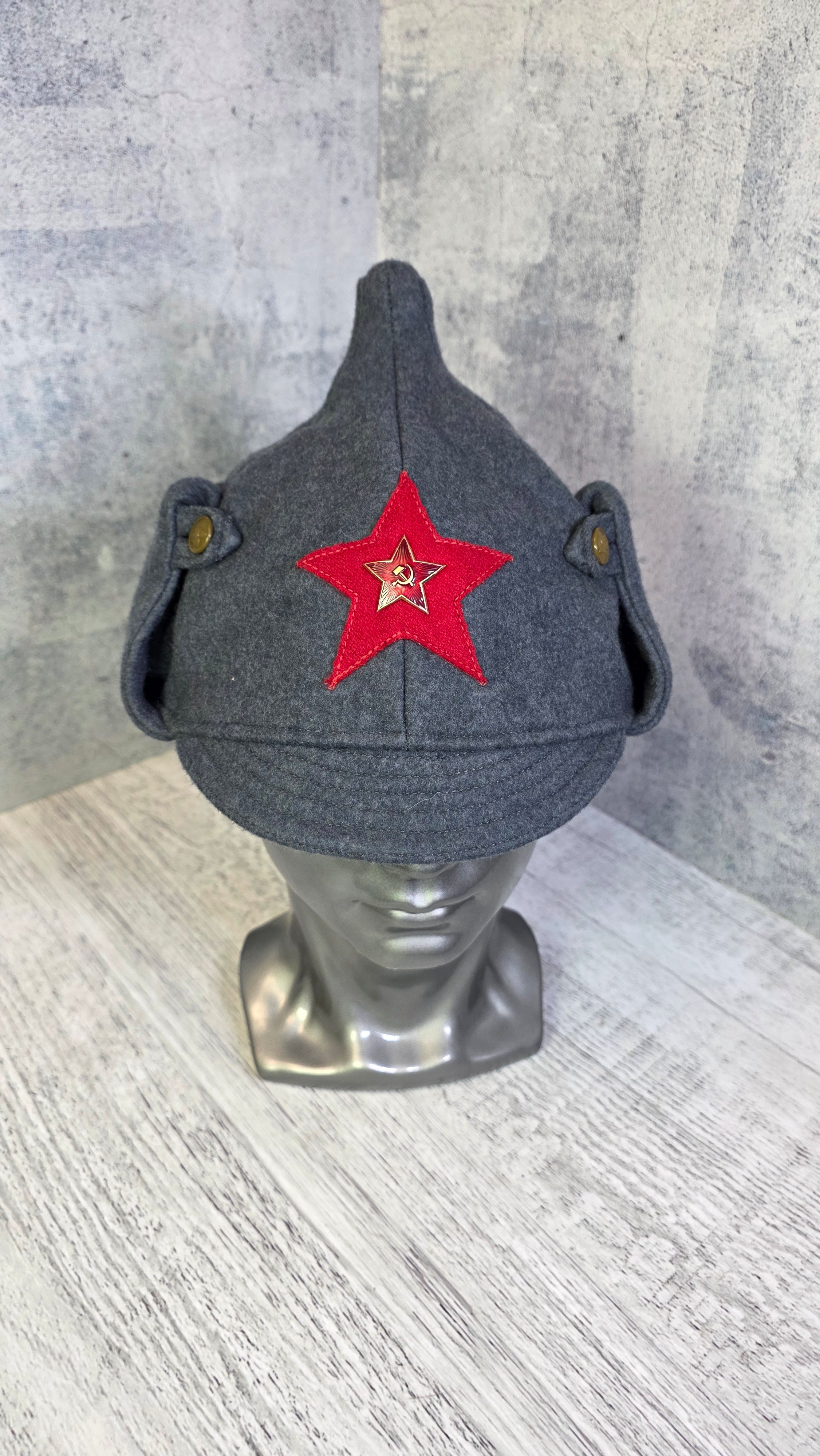 USSR Winter Budenovka Vintage Soviet Wool Military Hat