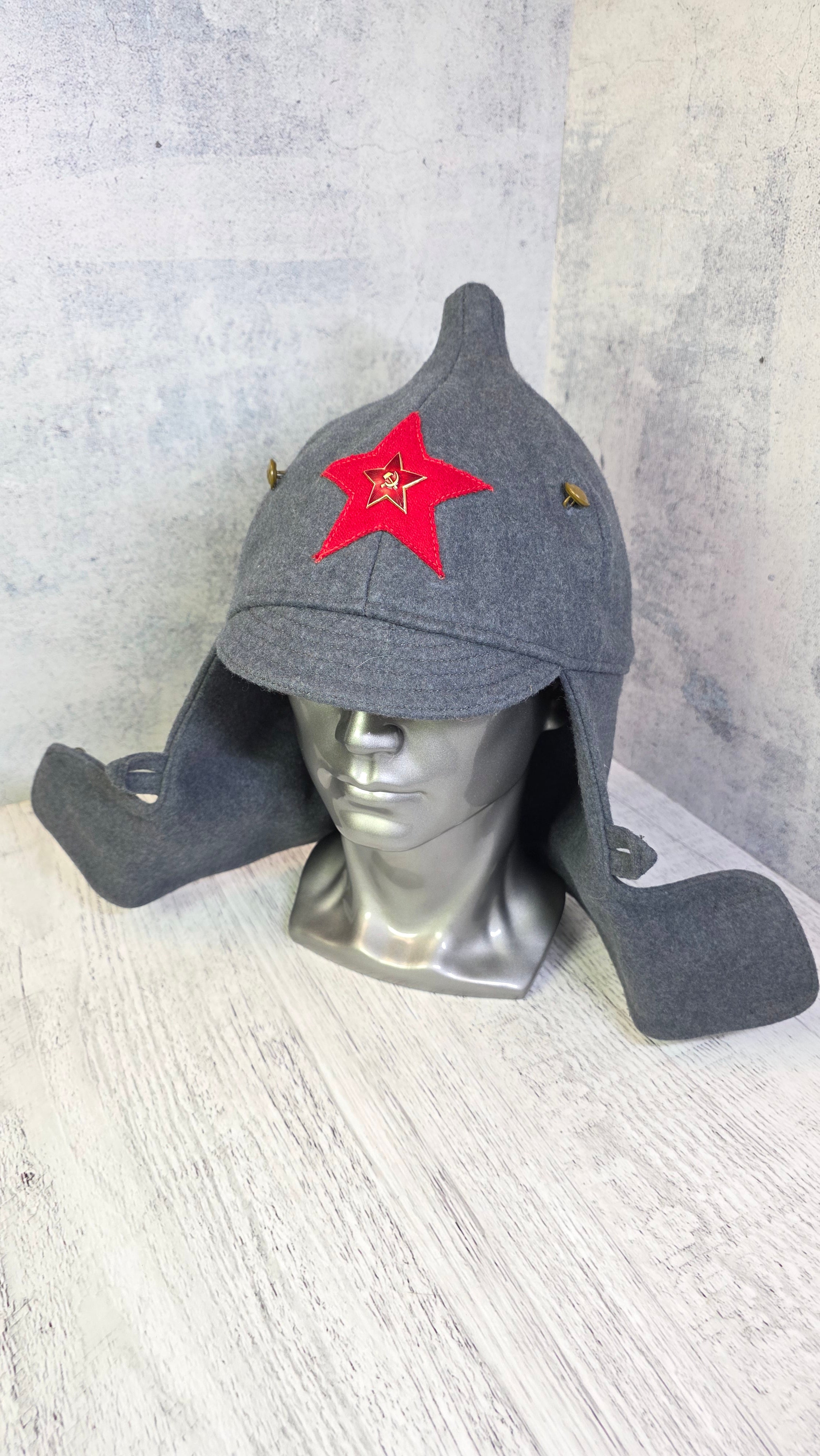 USSR Winter Budenovka Vintage Soviet Wool Military Hat
