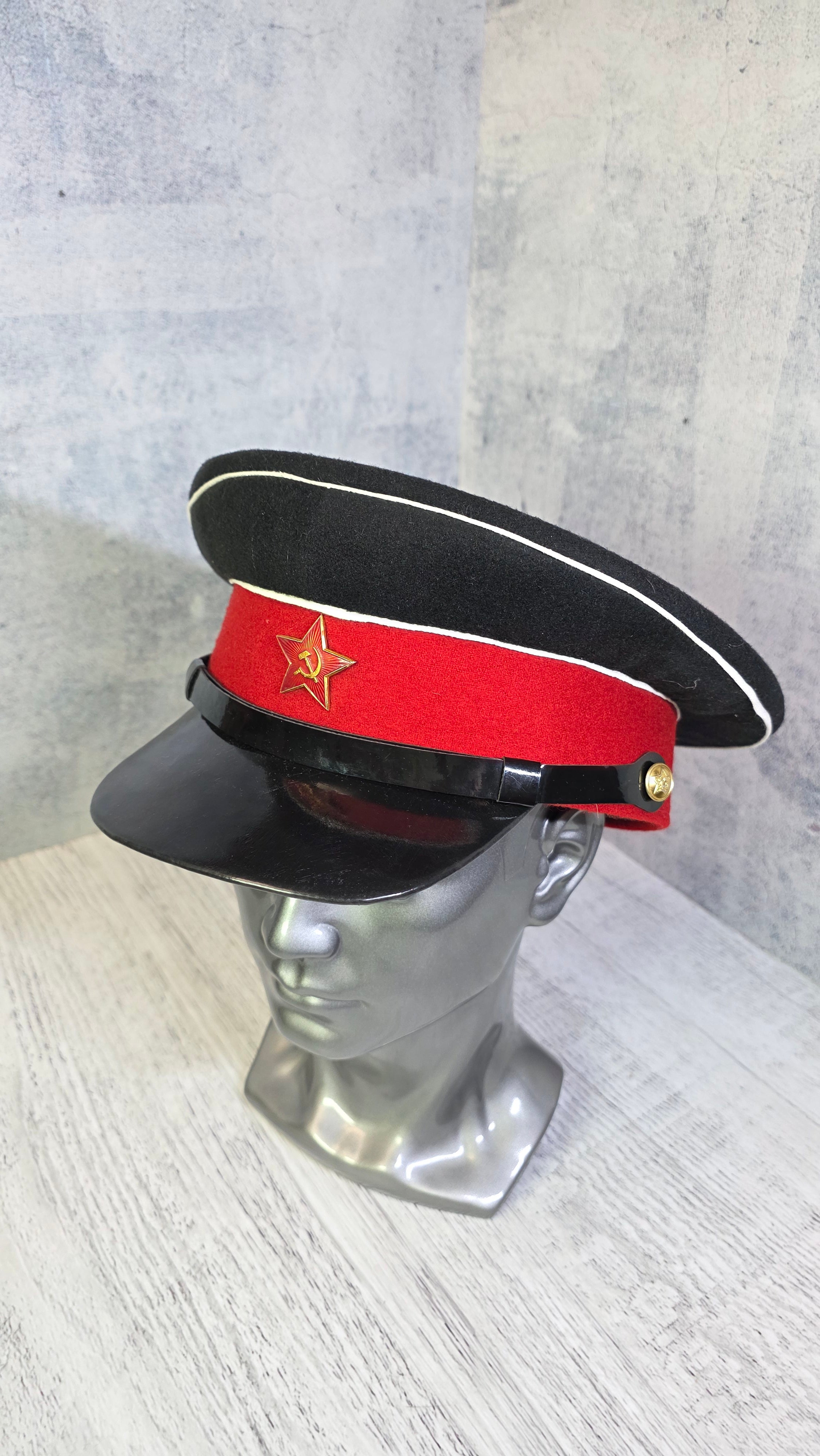 USSR Suvorov Cadet Parade Hat Vintage Soviet Officer Style Visor Cap