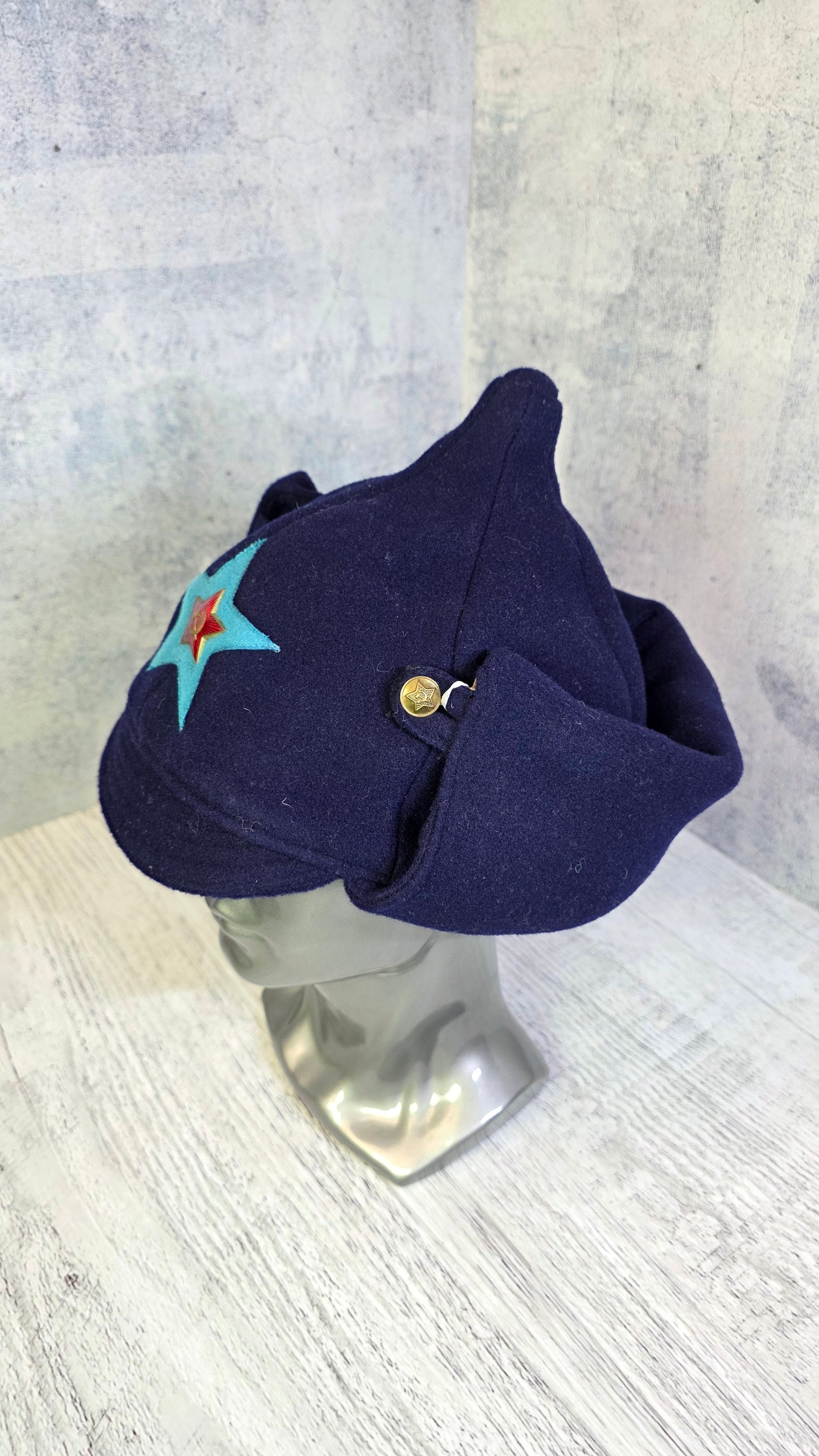Vintage Soviet Air Force Budenovka Hat USSR Winter Wool Aviator Helmet - Legend Returns Vintage