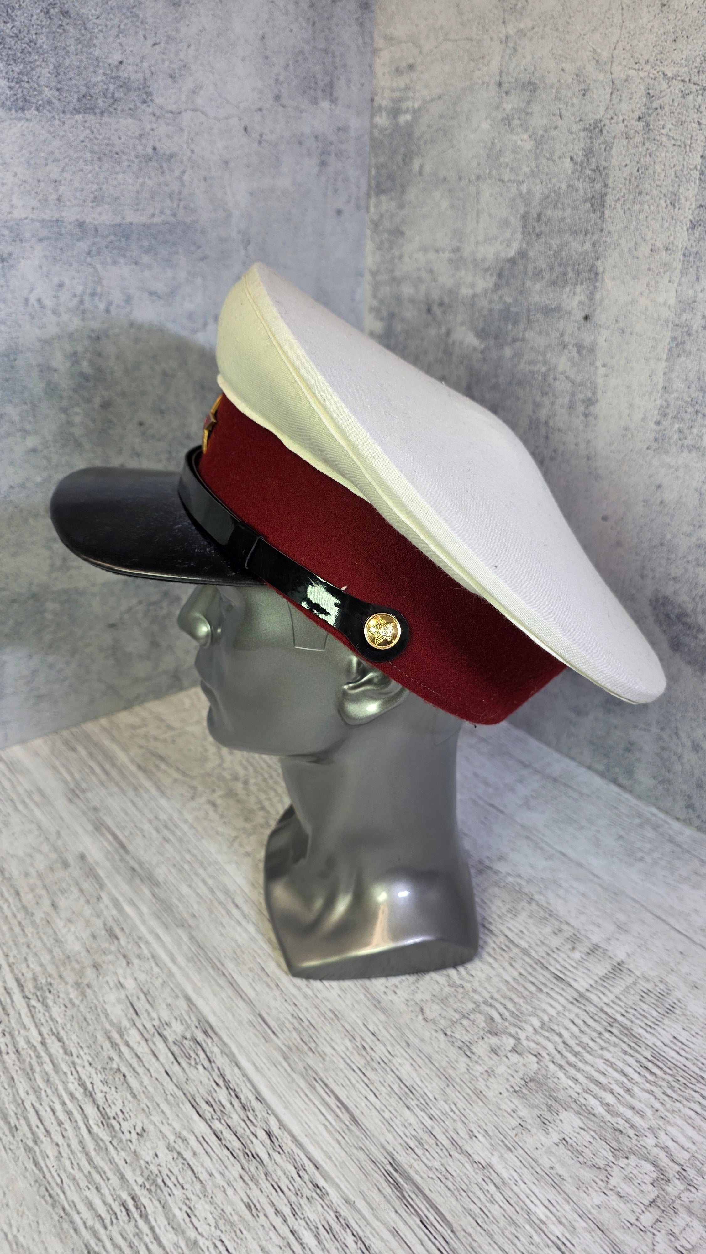 Vintage Soviet Officer Summer Visor Hat USSR Red Army Parade Cap - Legend Returns Vintage