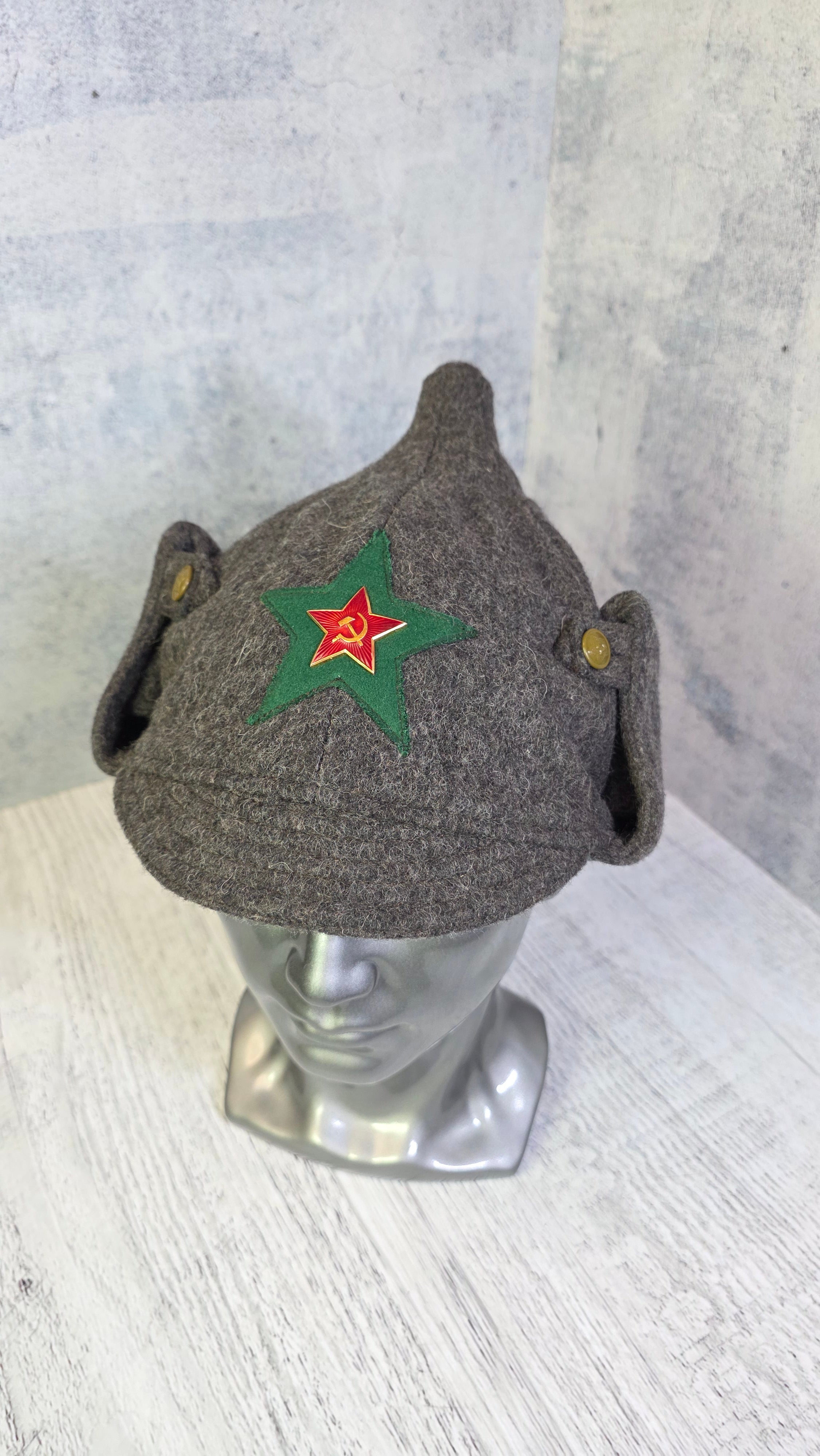 Vintage Soviet Border Guard Budenovka Hat USSR Winter Wool Helmet - Legend Returns Vintage