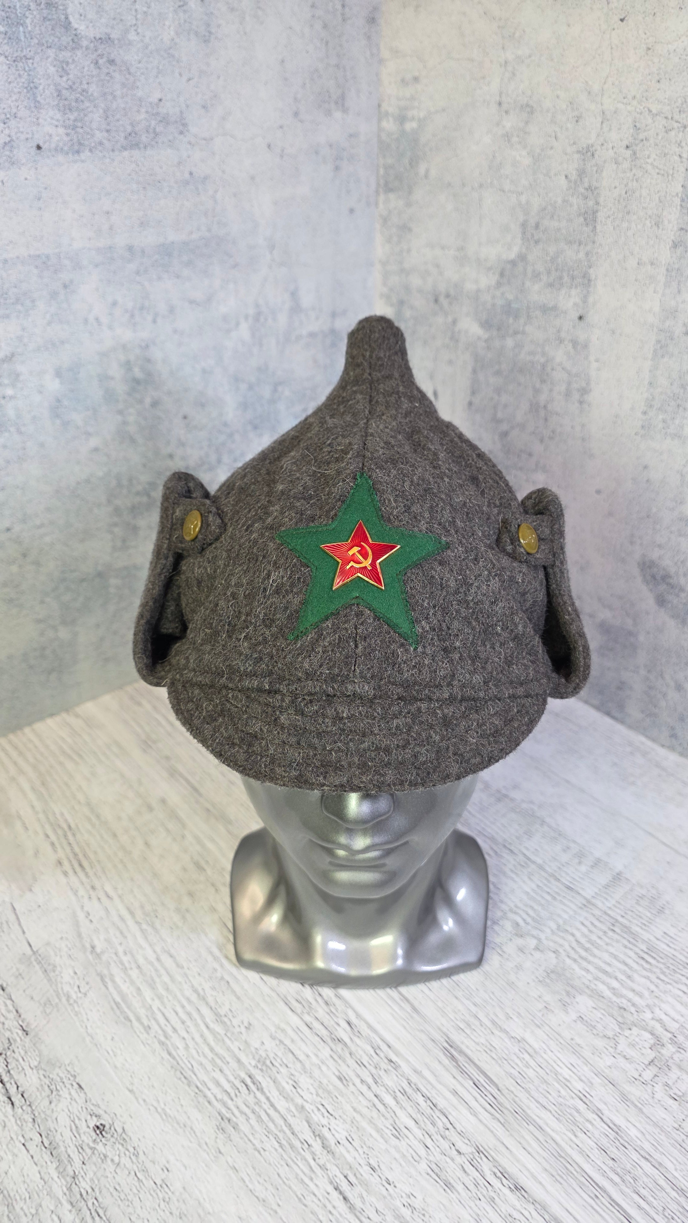 Vintage Soviet Border Guard Budenovka Hat USSR Winter Wool Helmet - Legend Returns Vintage
