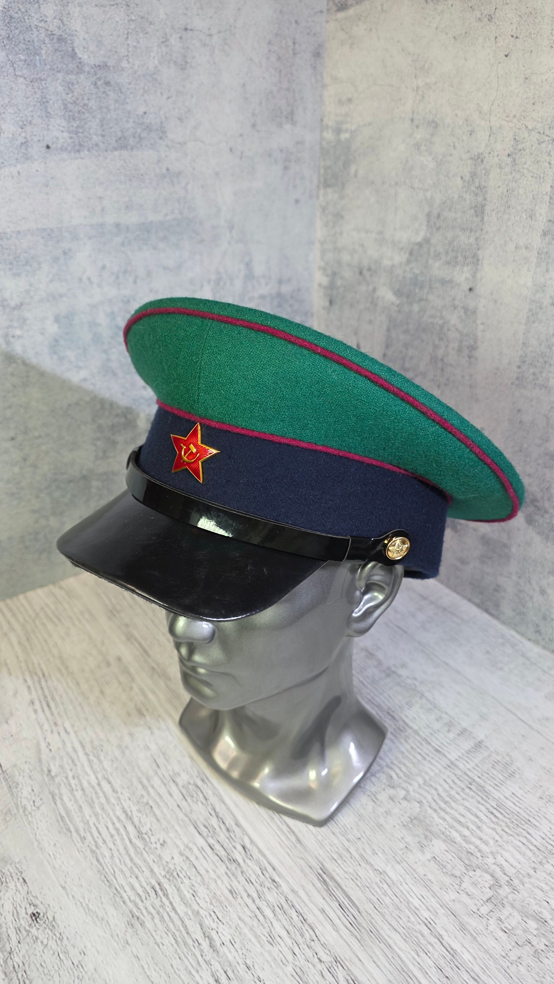 USSR Border Troops Parade Cap Vintage Soviet Green Visor Hat - Legend Returns Vintage