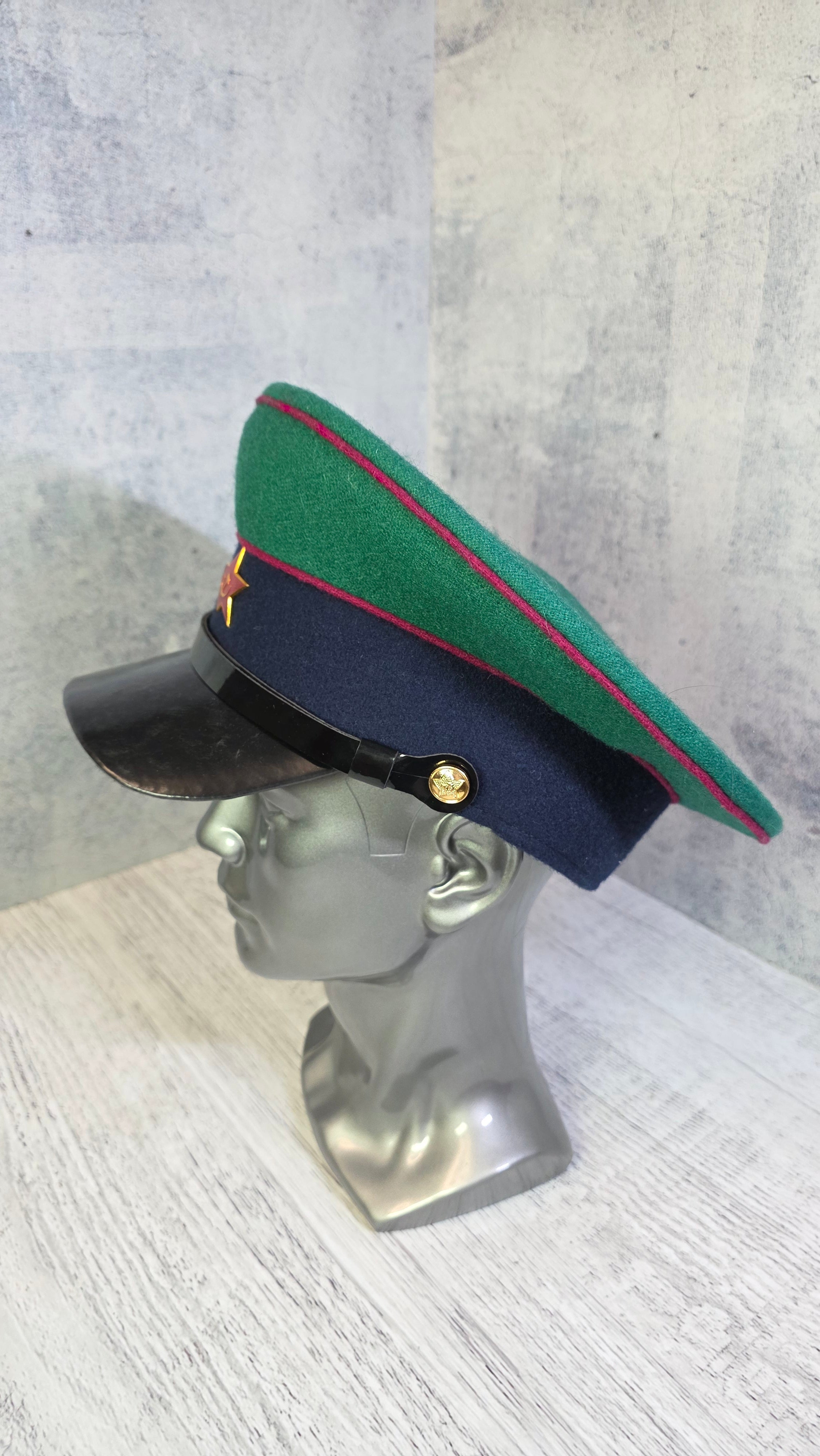 USSR Border Troops Parade Cap Vintage Soviet Green Visor Hat - Legend Returns Vintage