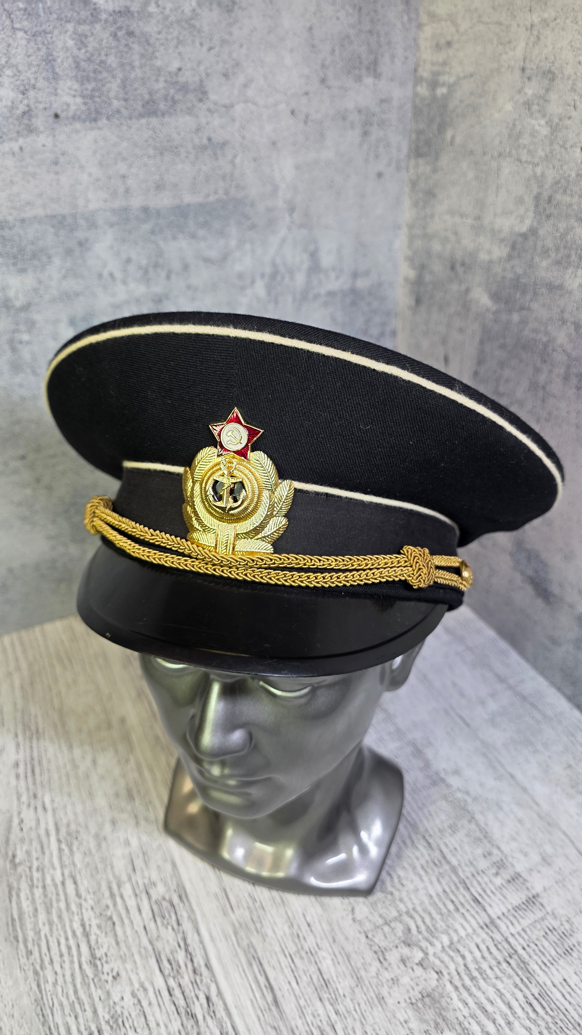 Vintage Soviet Navy Officer Visor Hat USSR Naval Parade Cap - Legend Returns Vintage