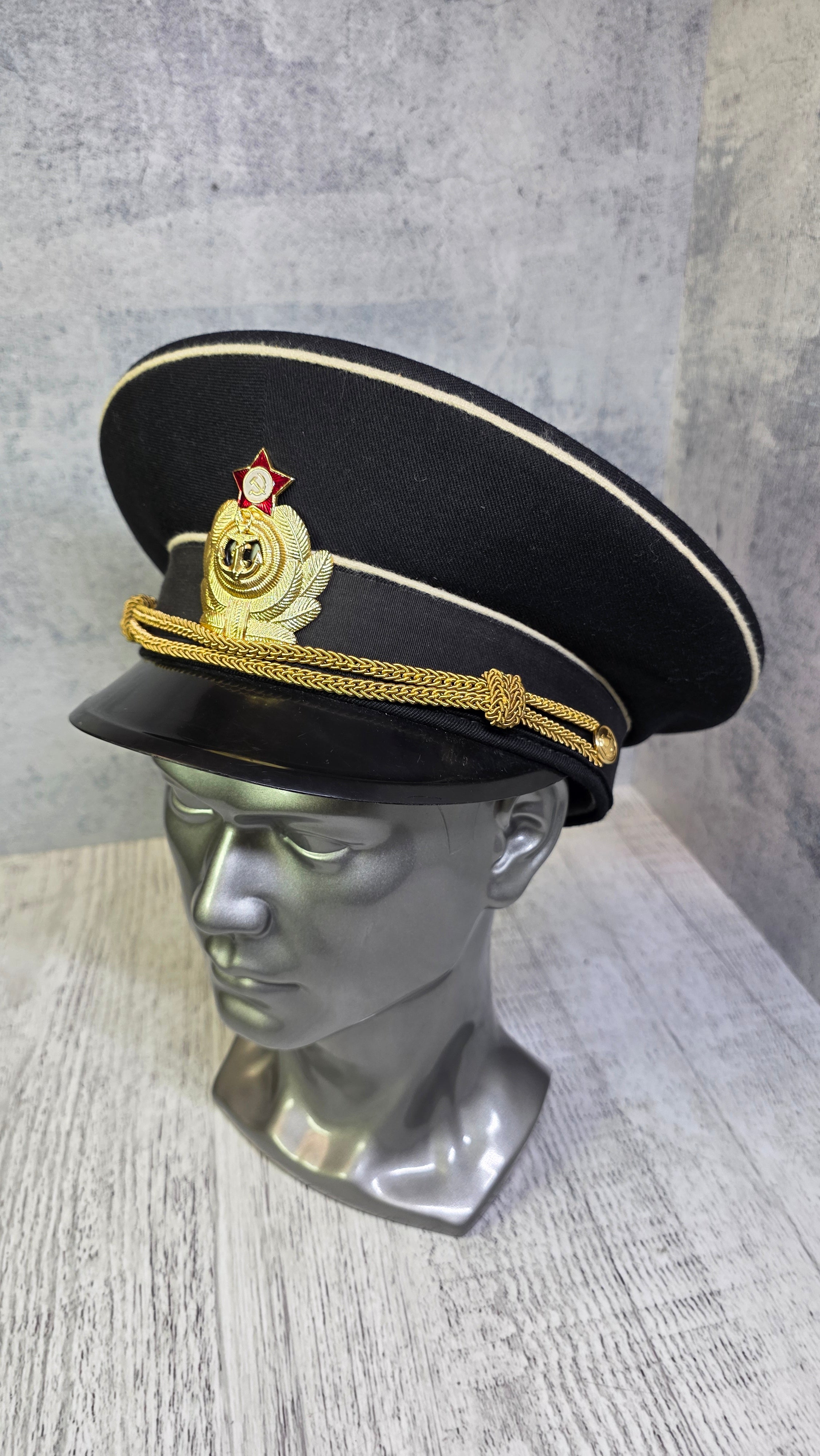 Vintage Soviet Navy Officer Visor Hat USSR Naval Parade Cap - Legend Returns Vintage