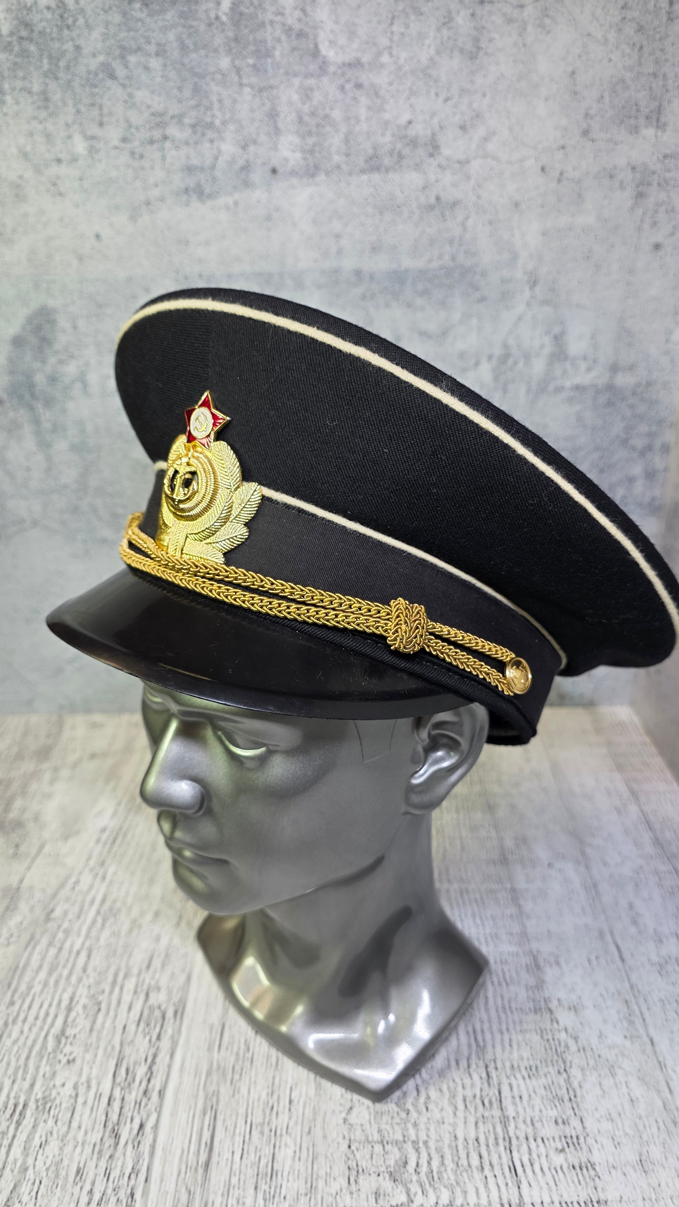 Vintage Soviet Navy Officer Visor Hat USSR Naval Parade Cap - Legend Returns Vintage