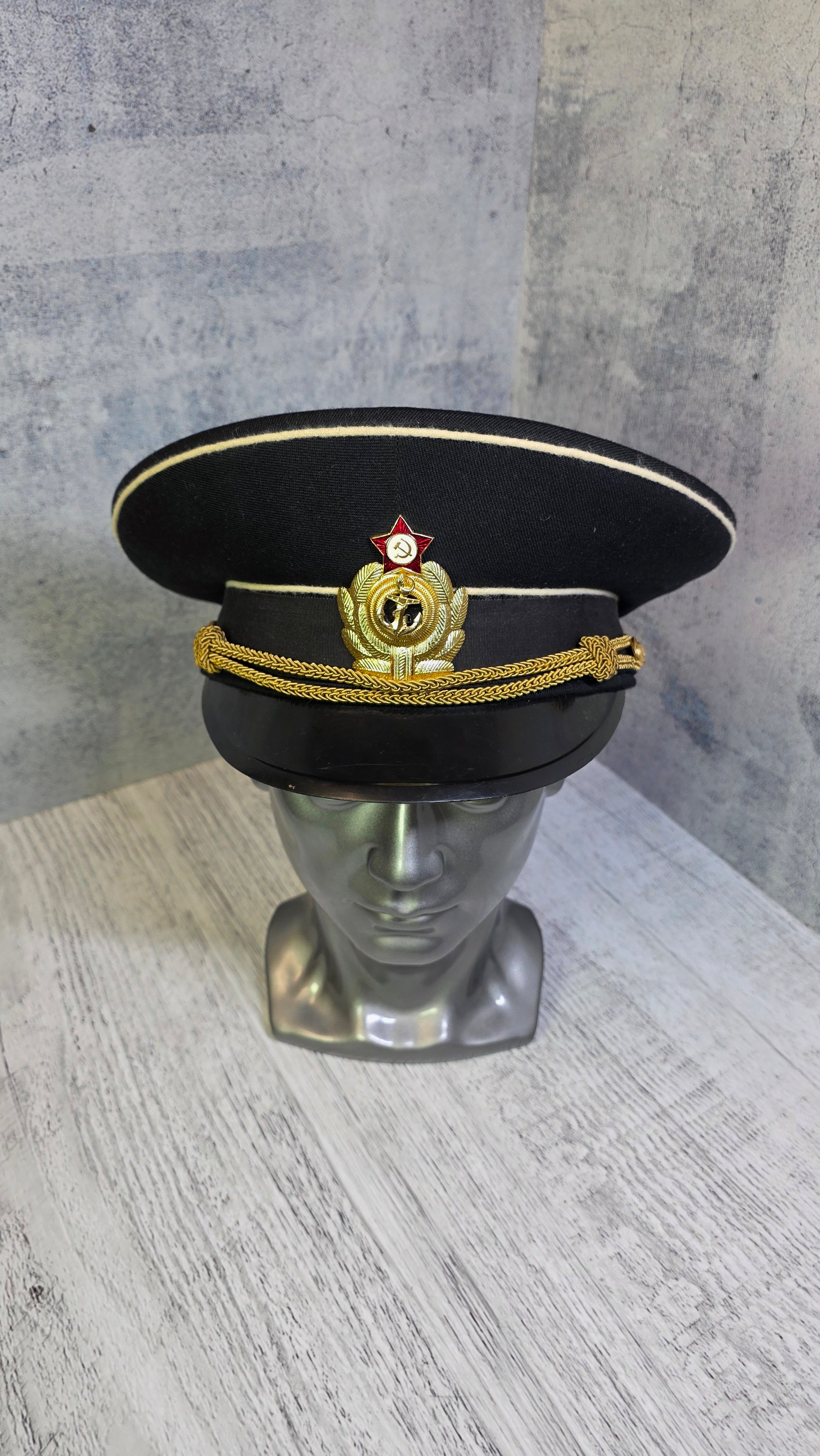 Vintage Soviet Navy Officer Visor Hat USSR Naval Parade Cap - Legend Returns Vintage