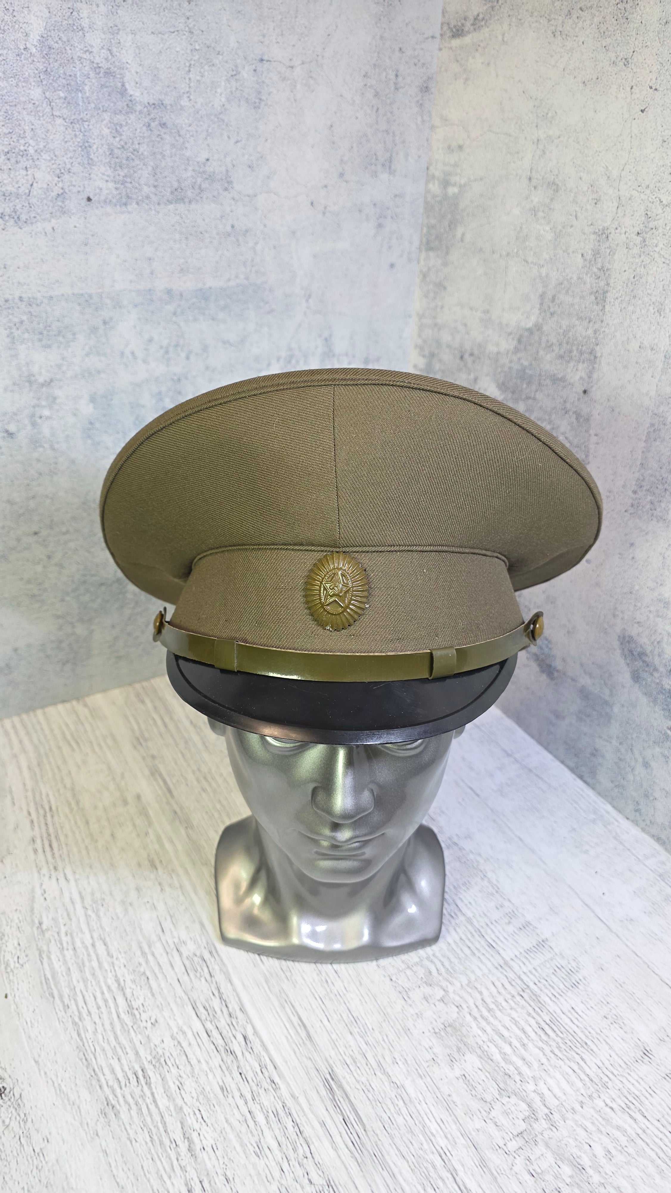 Vintage Soviet officers khaki field visor cap - Legend Returns Vintage