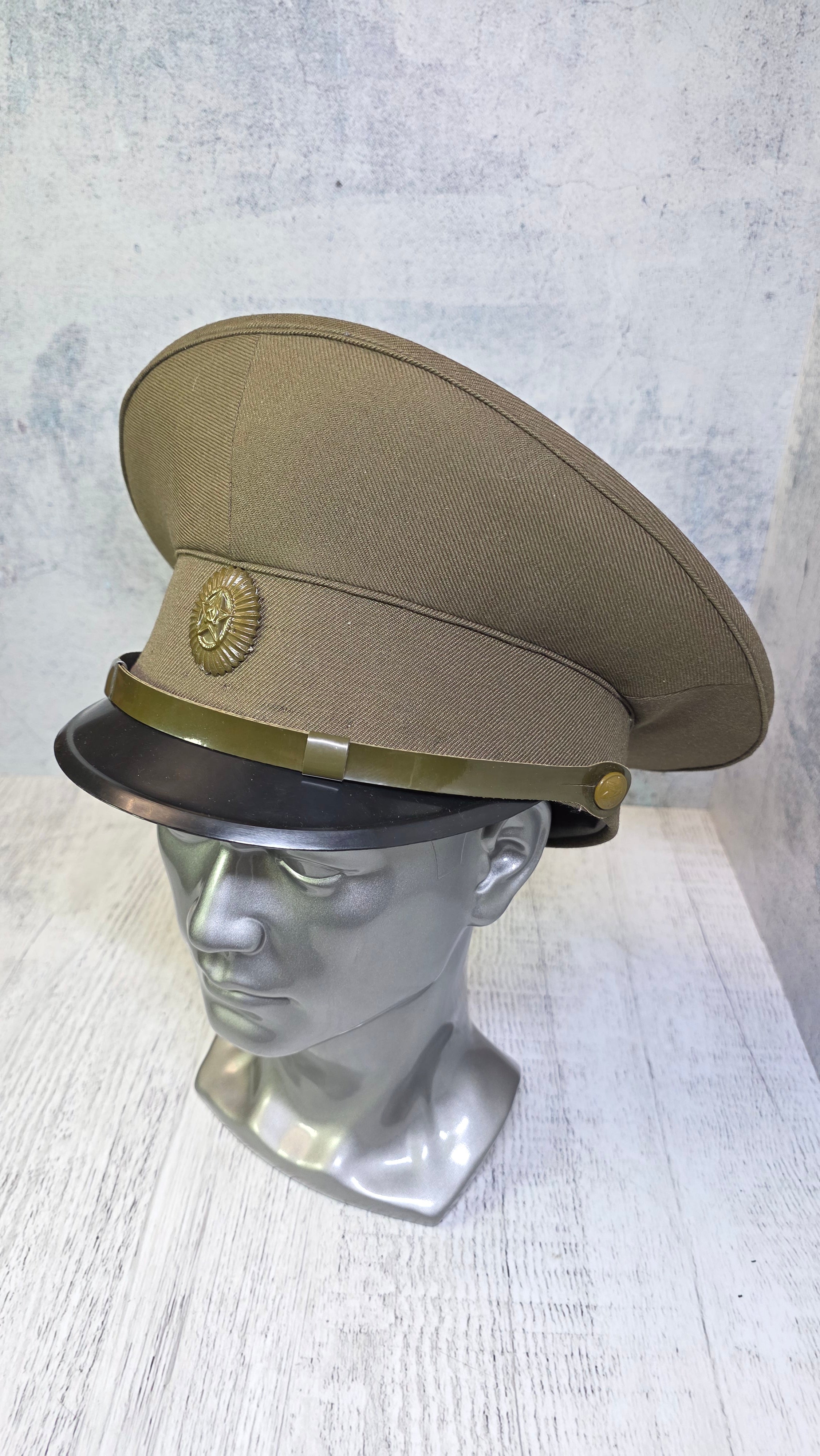 Vintage Soviet officers khaki field visor cap - Legend Returns Vintage