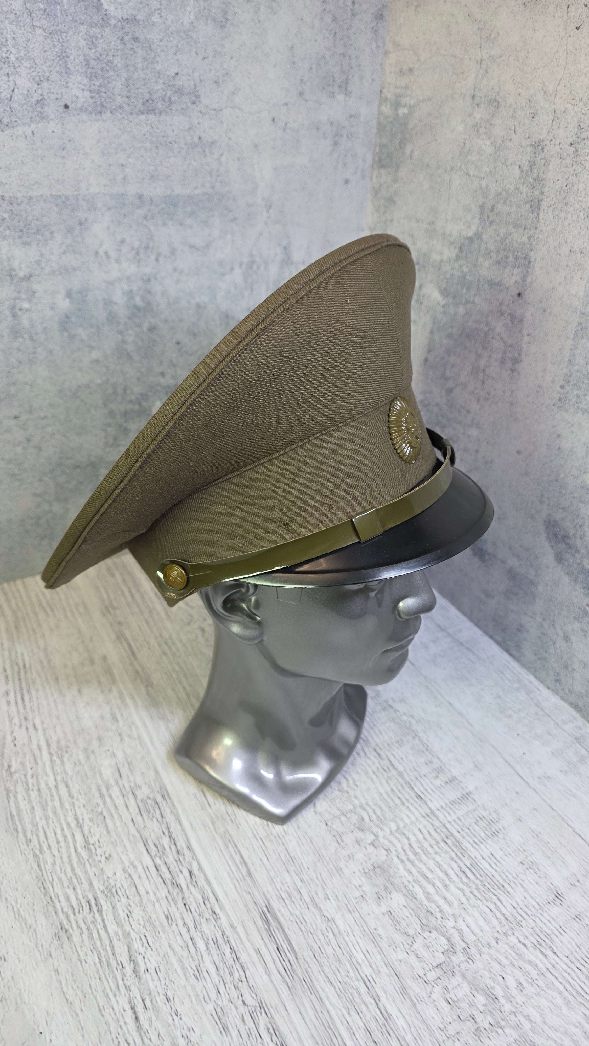 Vintage Soviet officers khaki field visor cap - Legend Returns Vintage